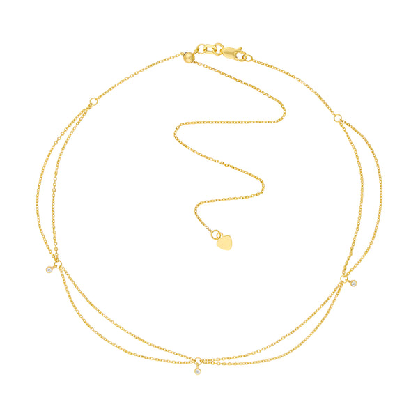 14K gold diamond chain drape choker