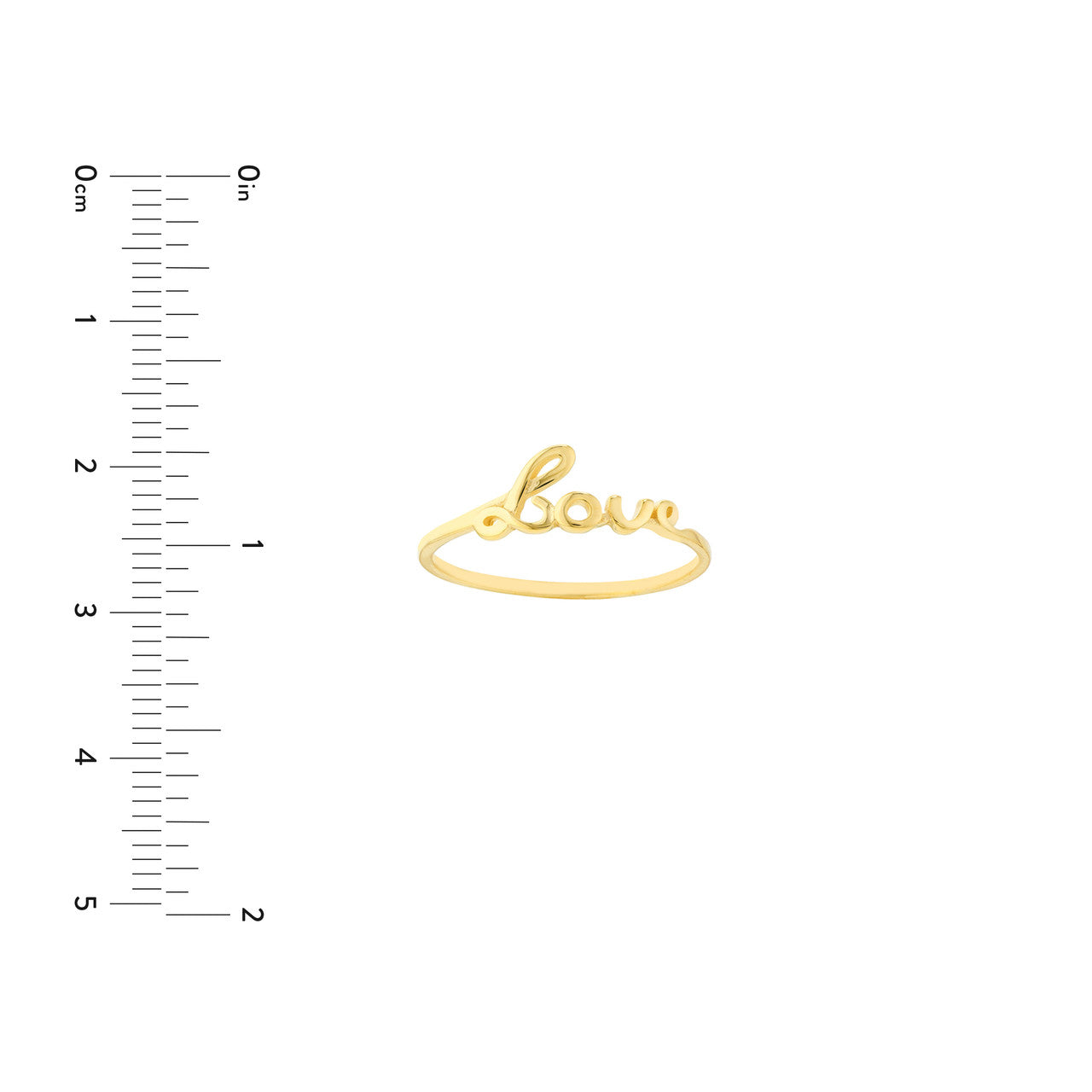 14K gold cursive love ring, alternate view