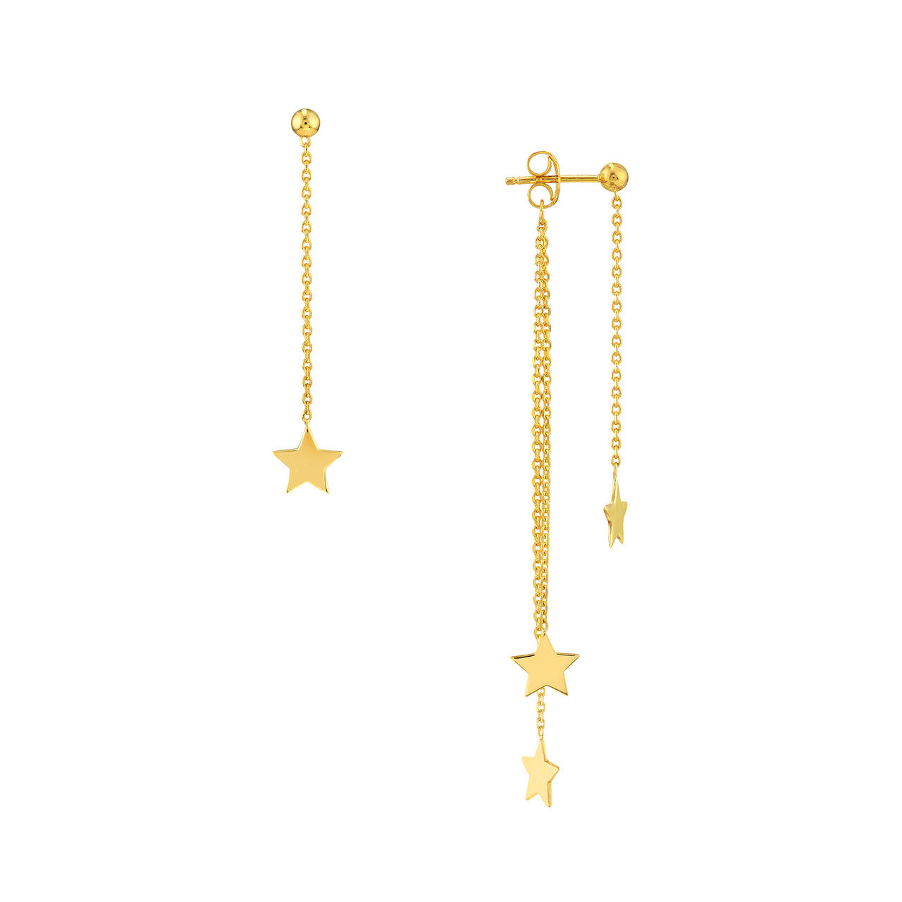 Triple Strand Dangle Star Earrings