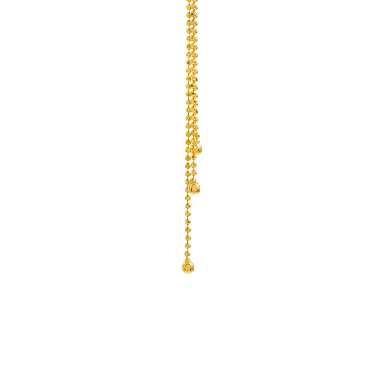 Simple golden raindrop bead earrings by VIA Jewelers, featuring elegant, shimmering beads on a lightweight design.