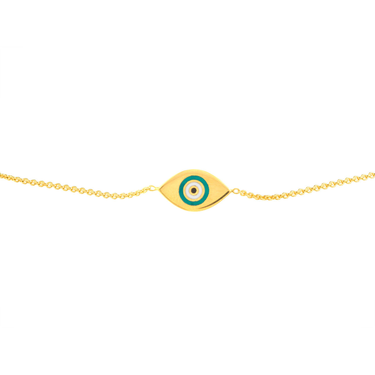 14K gold mini turquoise evil eye bolo bracelet, alternate view