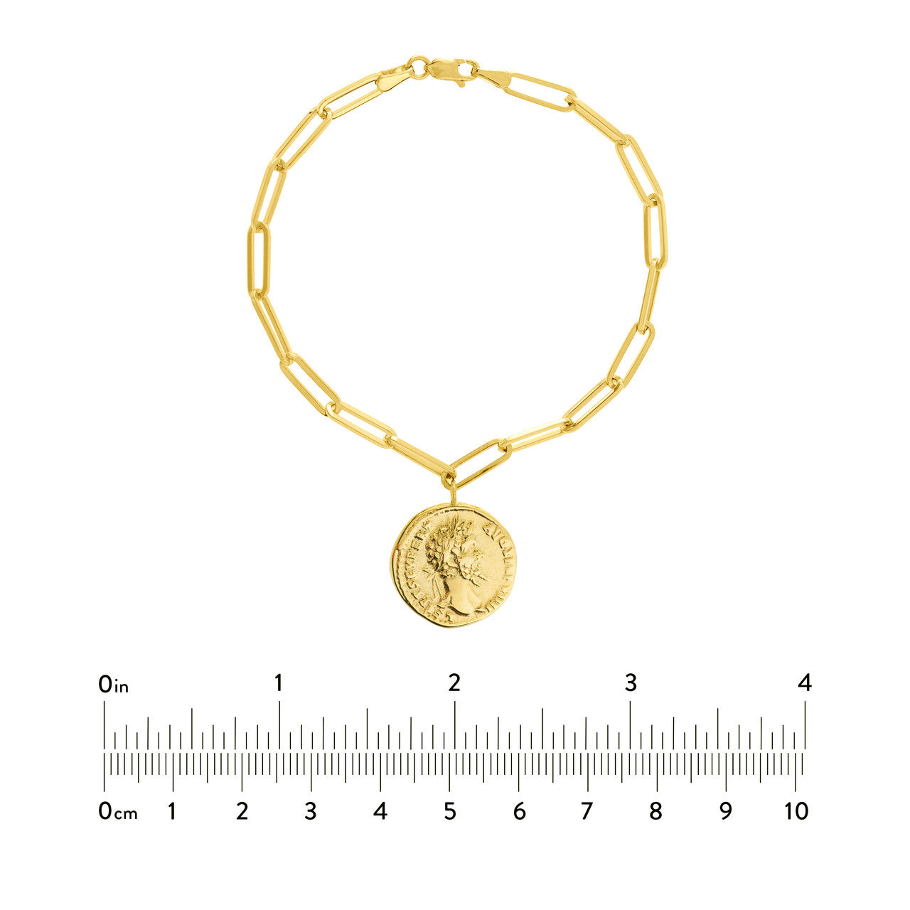 Antique Coin on Long Link Chain Bracelet 4