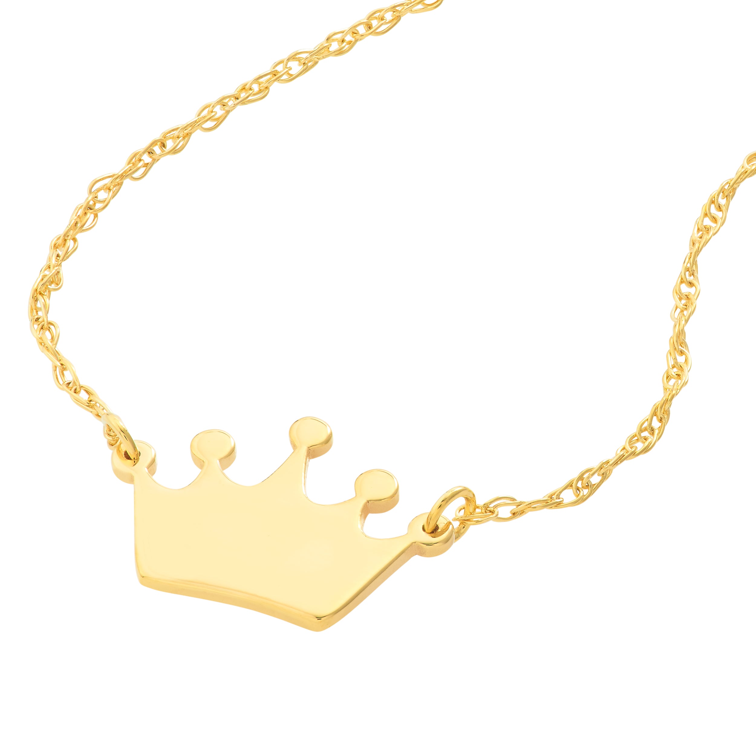 14K gold mini crown pendant necklace, alternate view