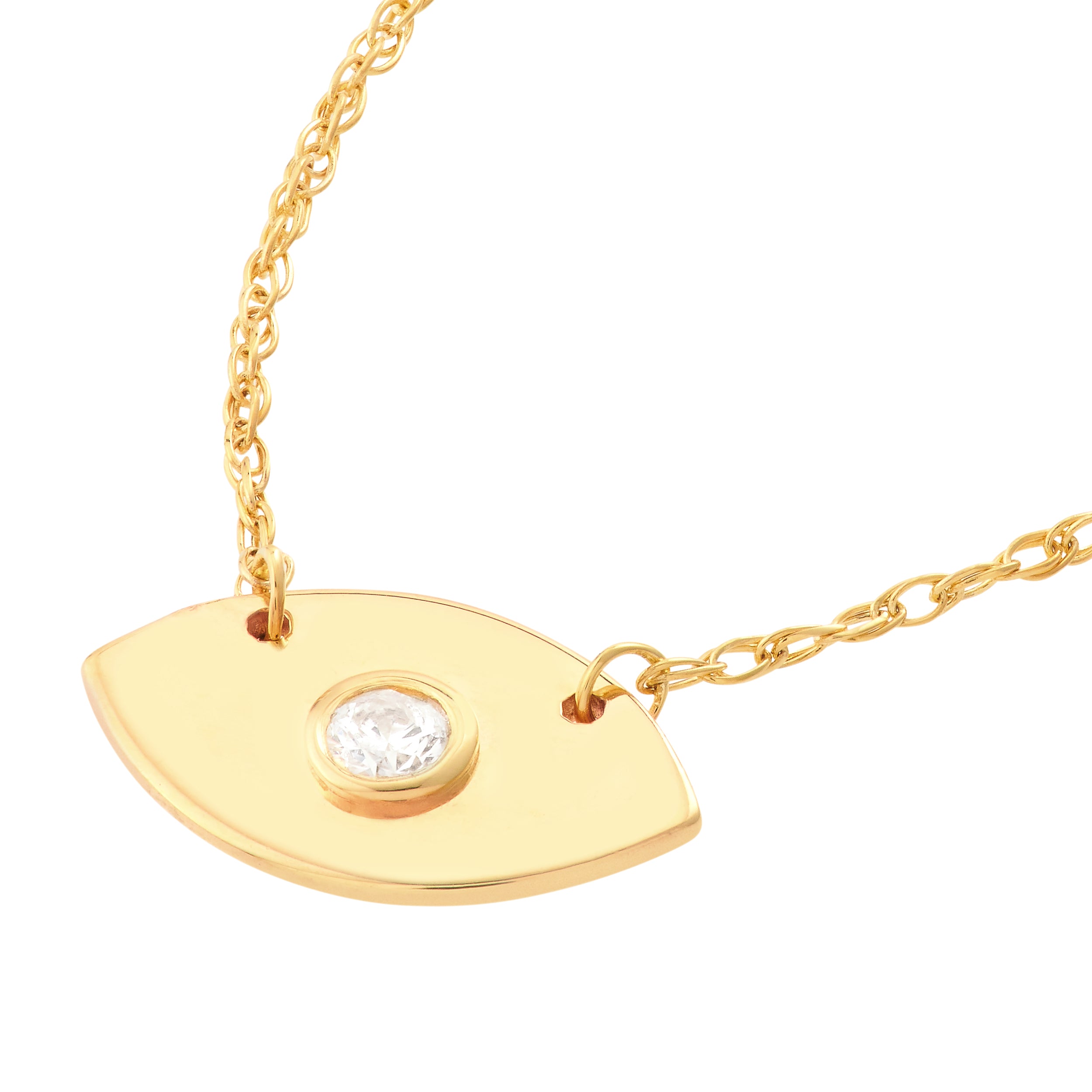 14K gold diamond evil eye necklace, alternate view