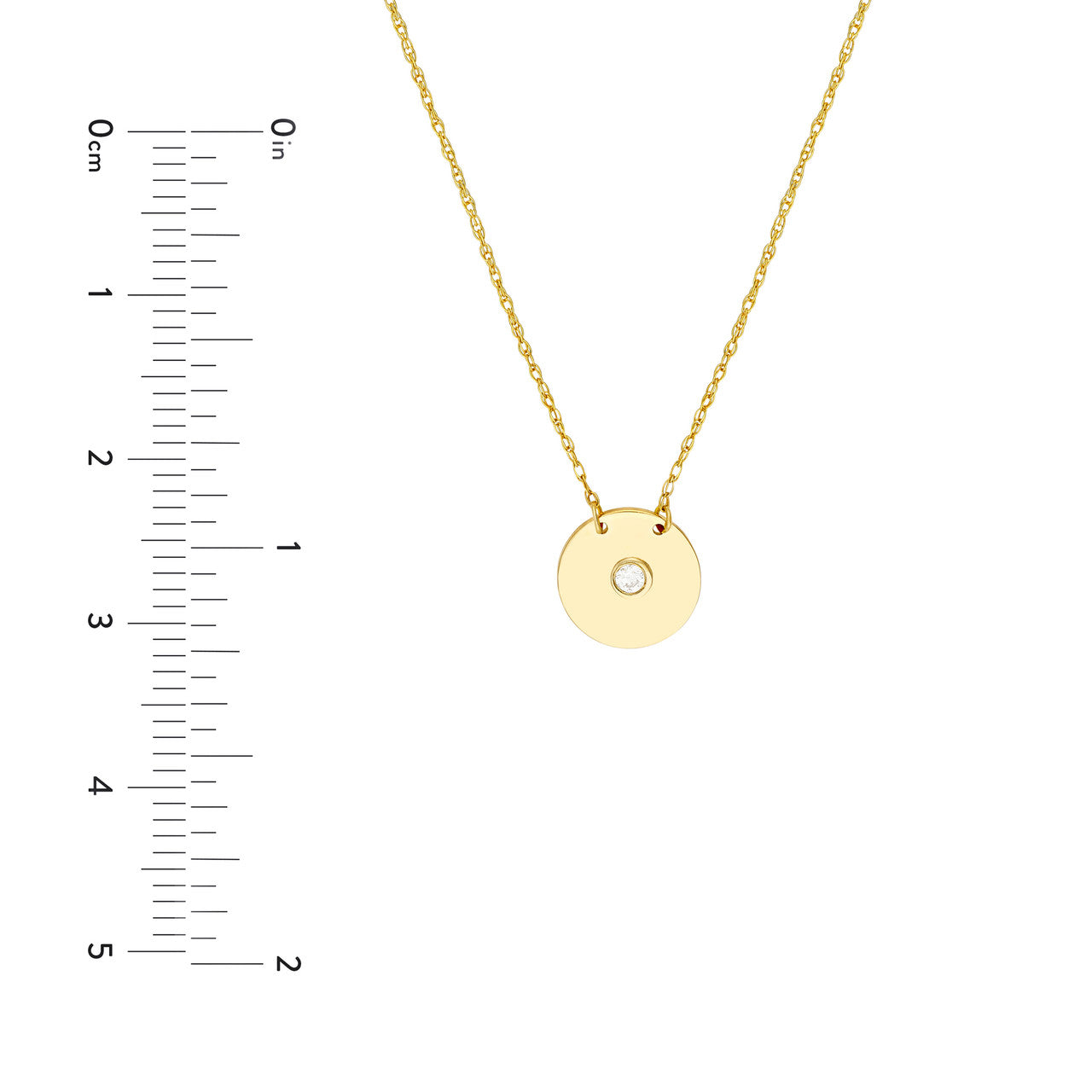 14K gold diamond disk necklace, shimmering surface, close-up