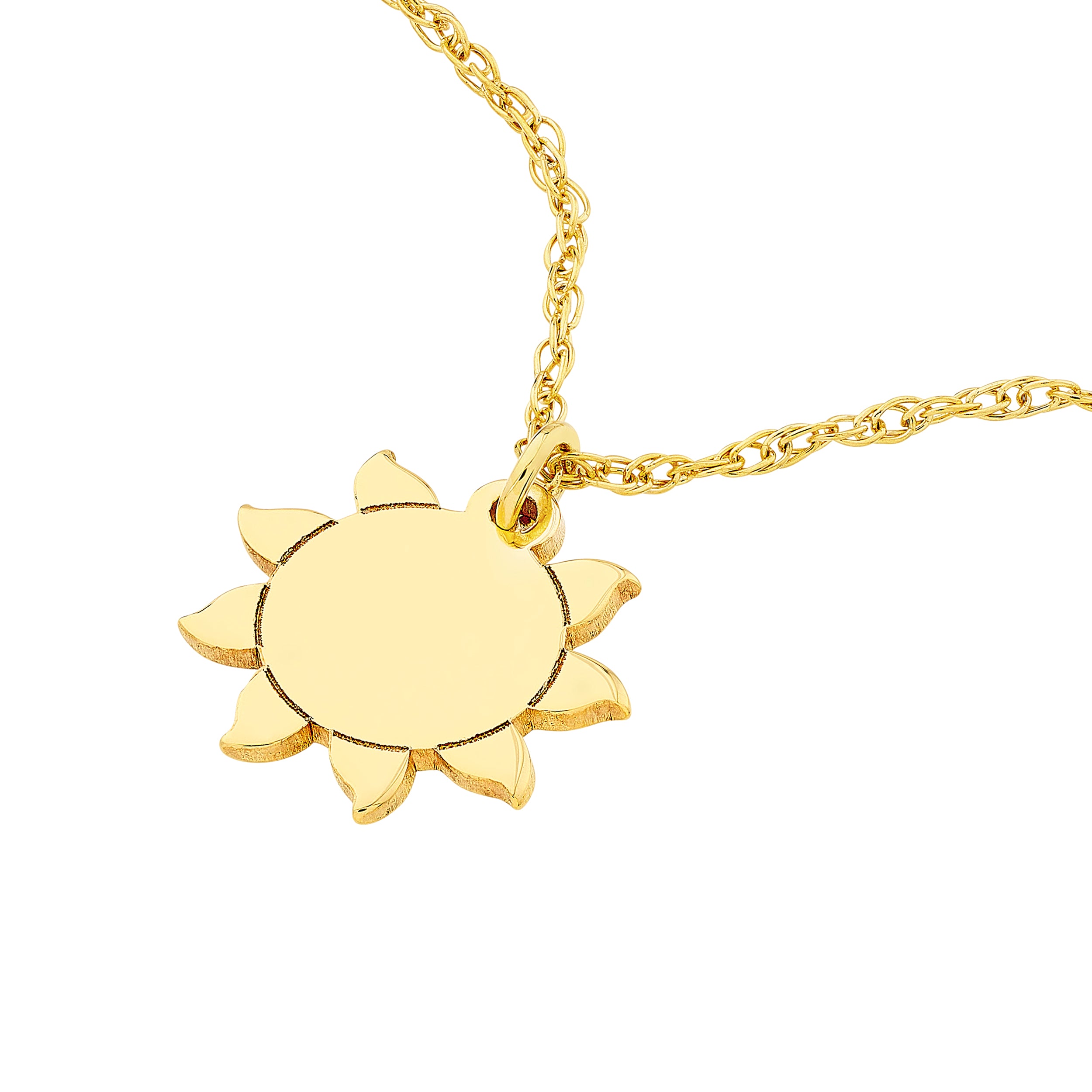 14K gold sun pendant necklace, alternate view