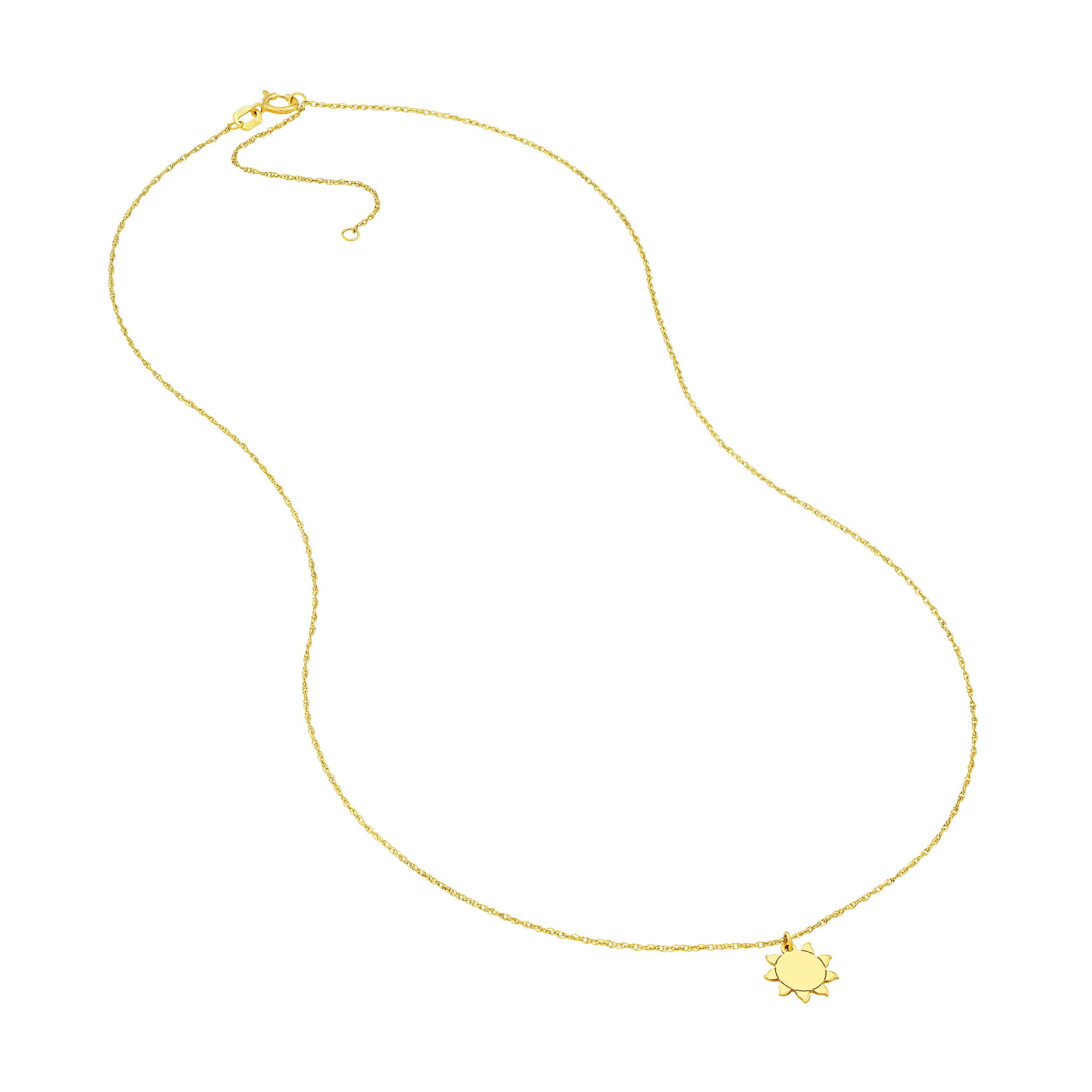 14K gold sun pendant necklace, additional view