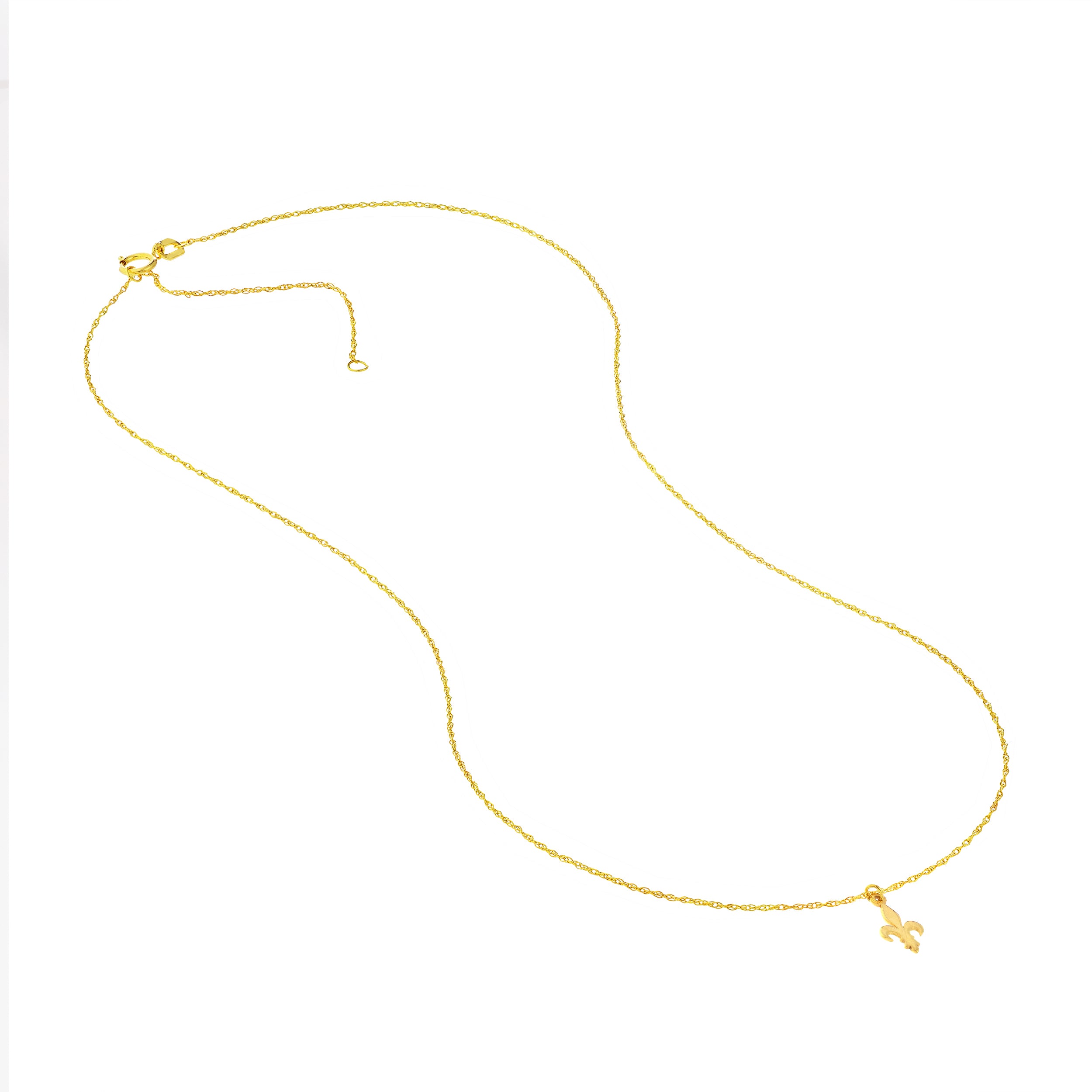 14K gold fleur-de-lis pendant necklace, alternate view