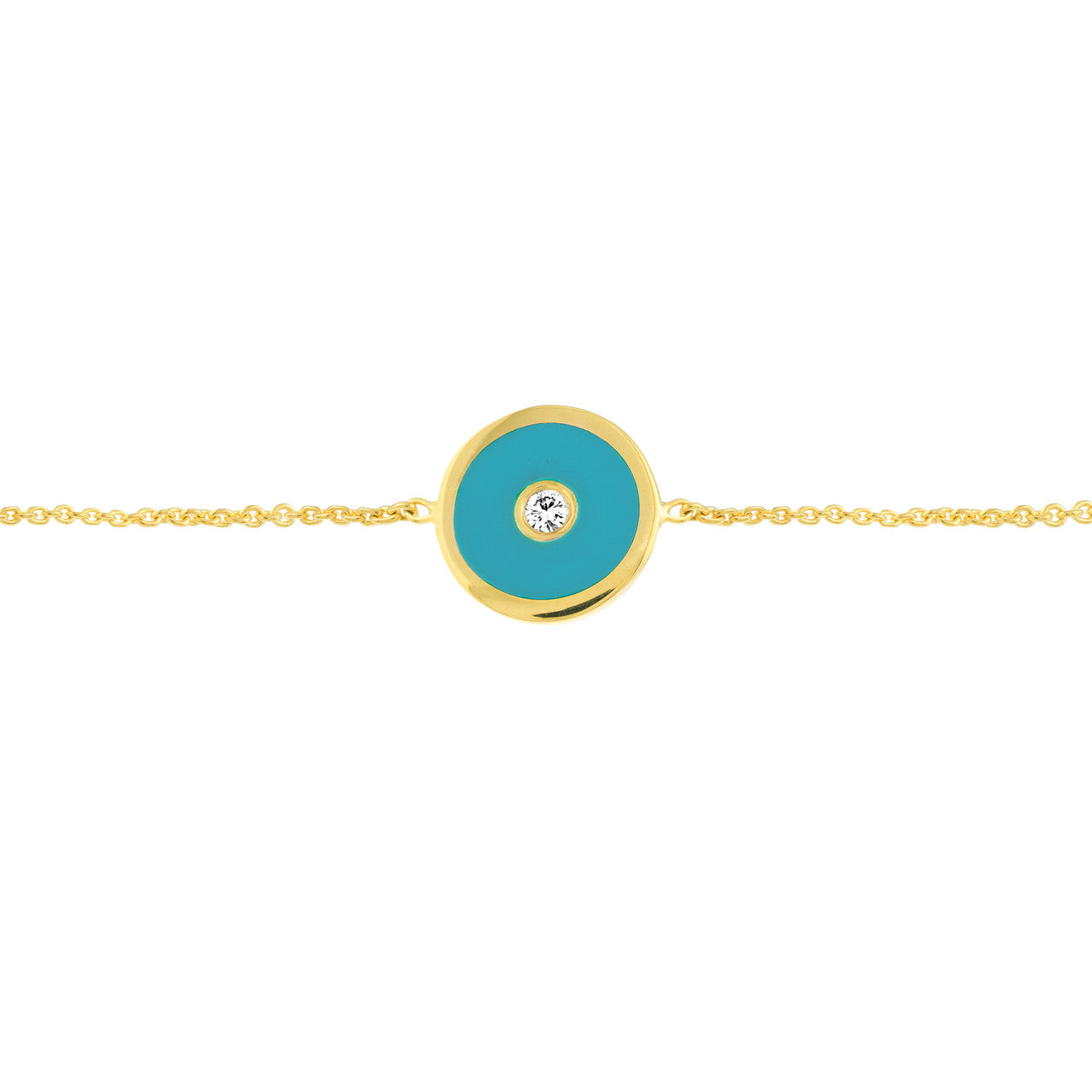Blue Enamel Round Evil Eye Bolo Bracelet