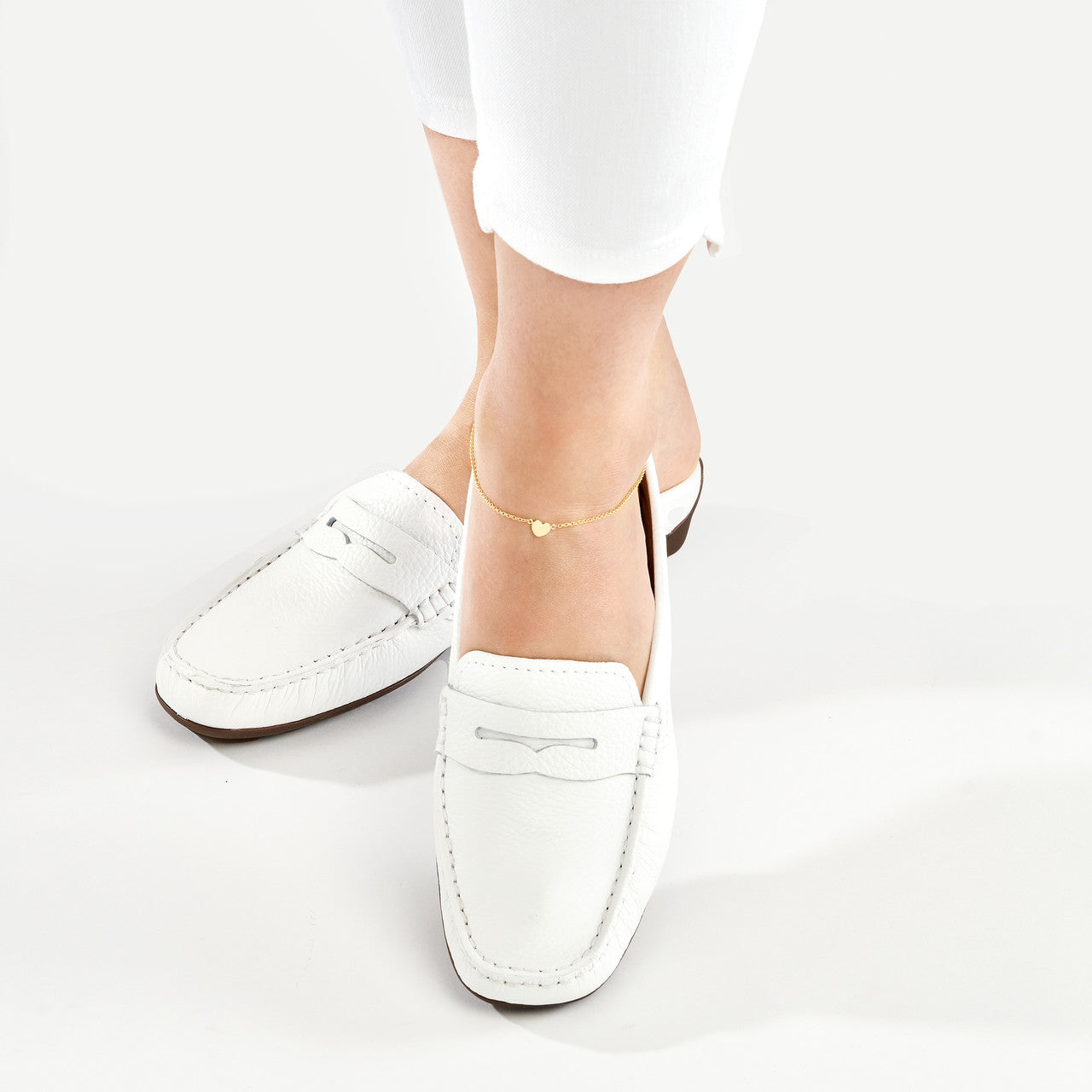 Simple Mini Heart On Rolo Anklet 1