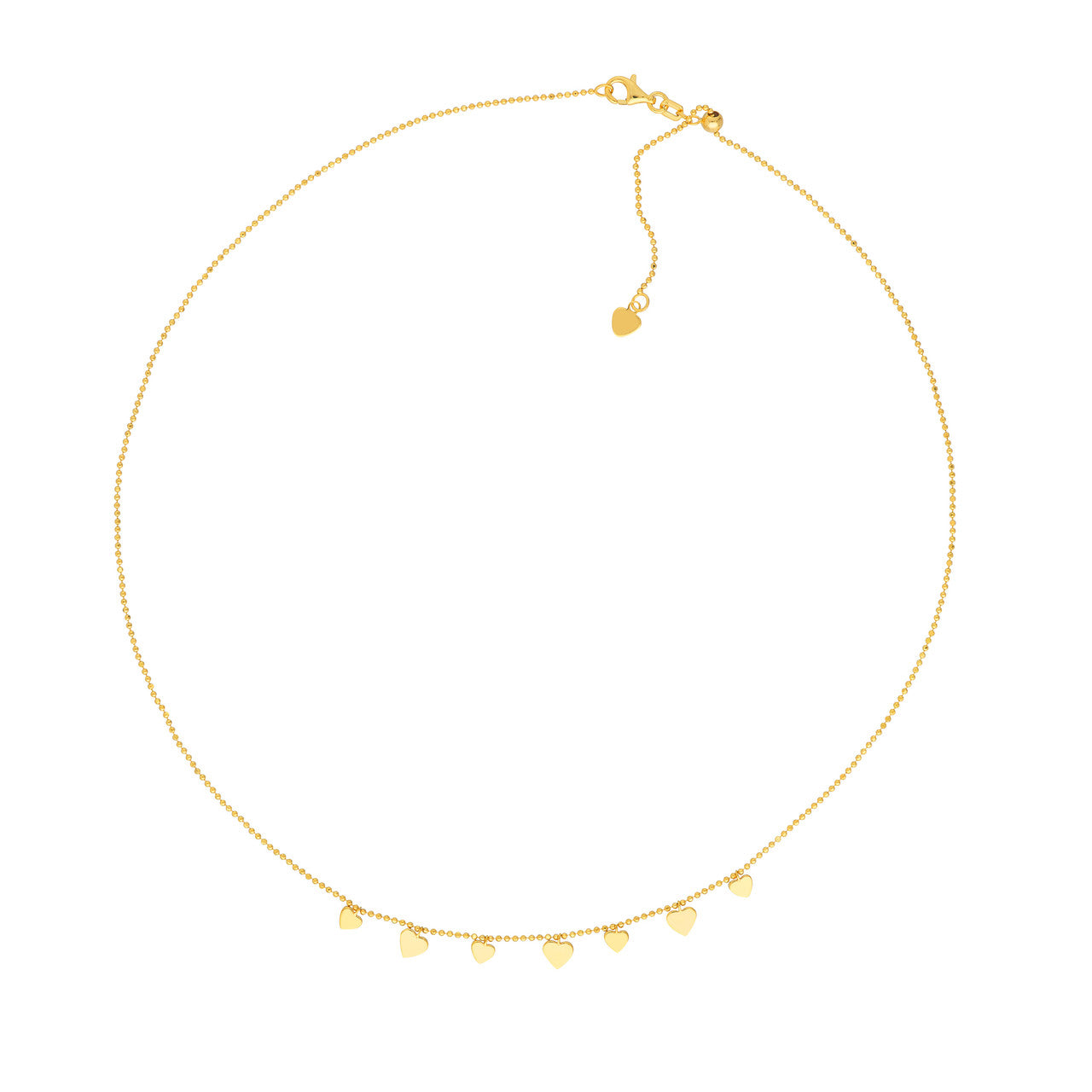 14K gold eternal hearts bead chain choker