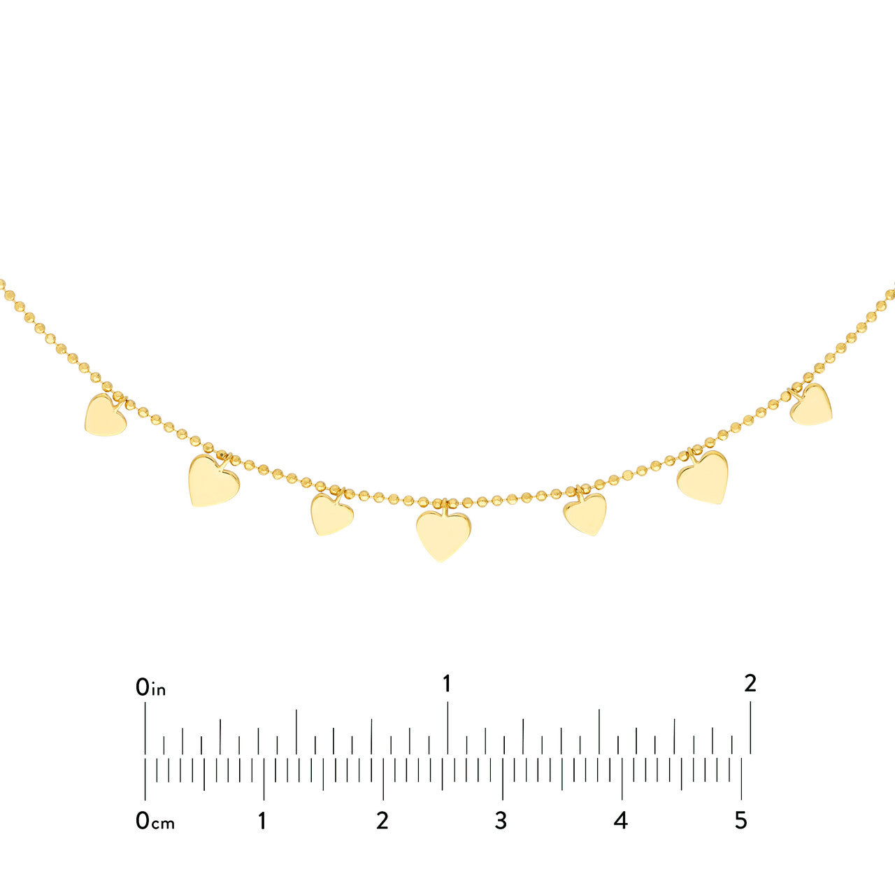 14K gold eternal hearts choker size guide