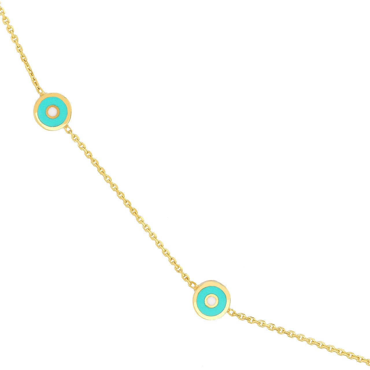 Turquoise Enamel Round Evil Eye Necklace 2