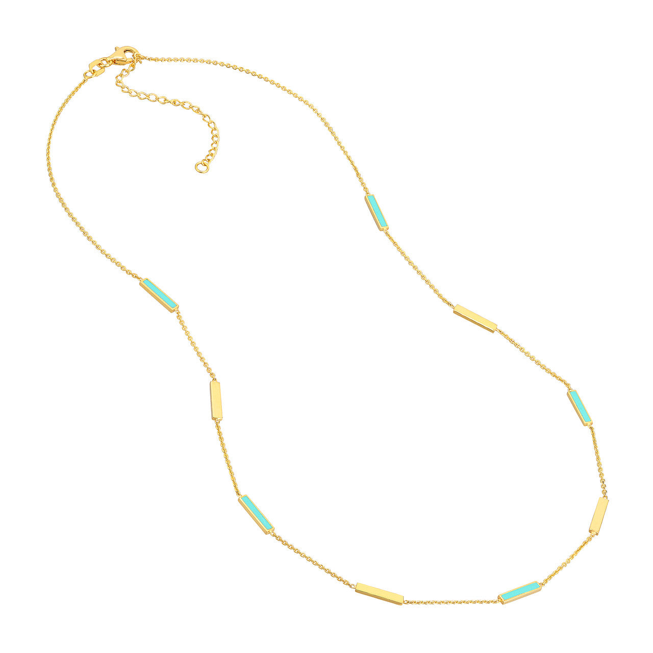Turquoise Enamel Bar Necklace 3