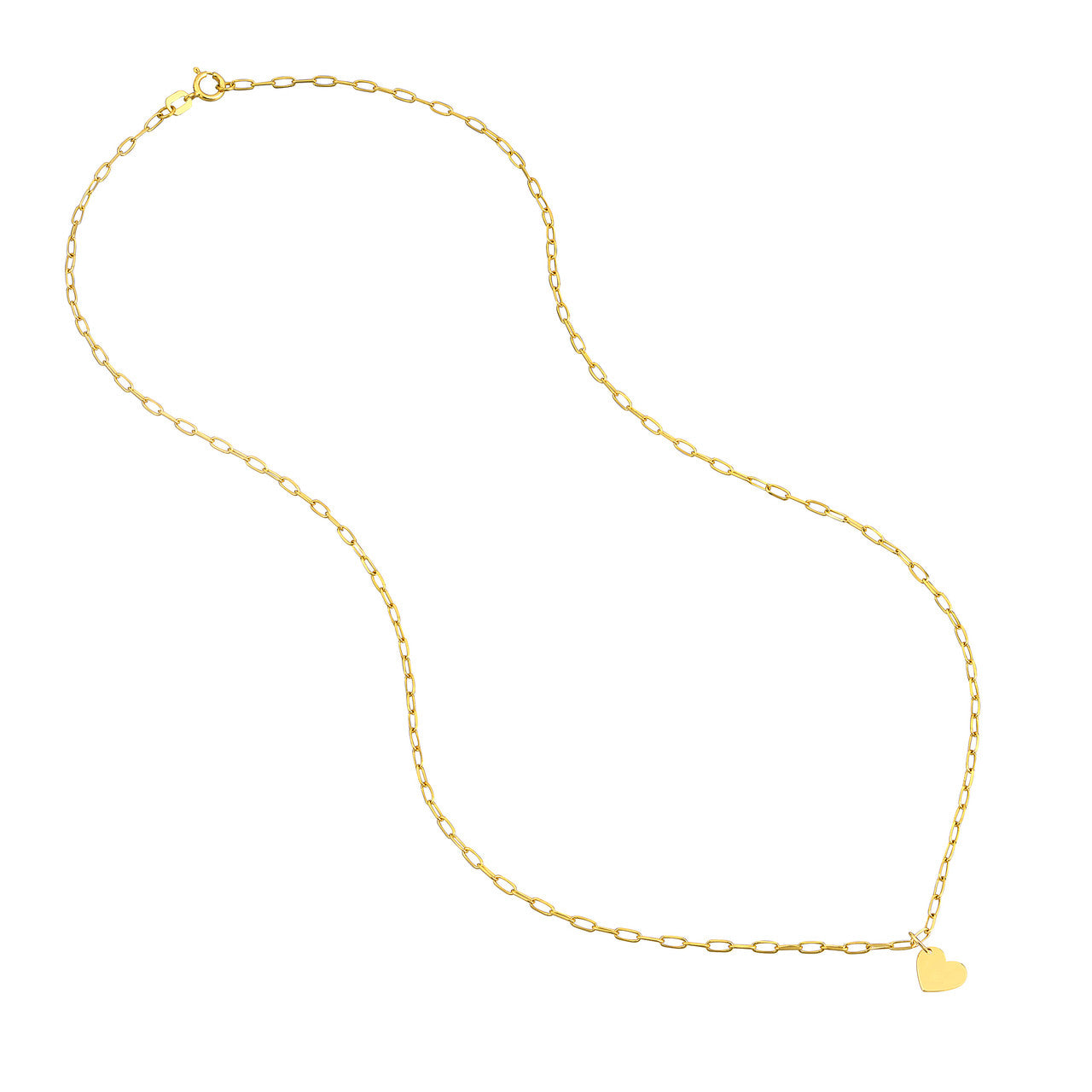 14K gold dangle heart paper clip necklace, additional view