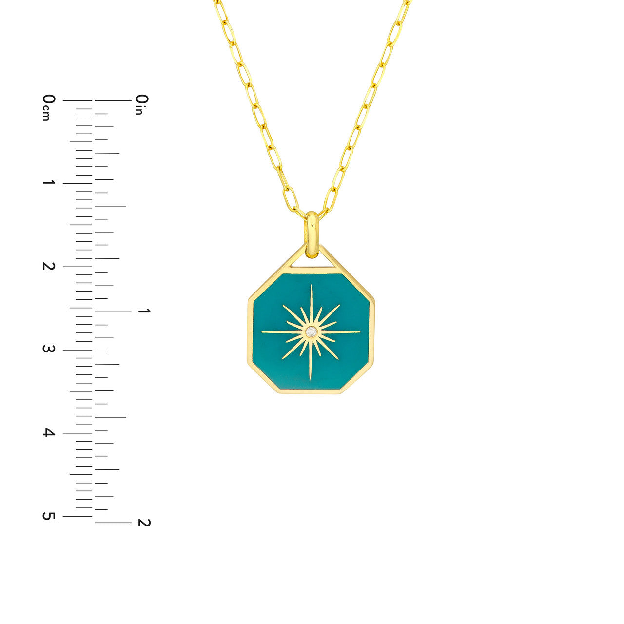 Star Teal Enamel Octagon Medallion size guide