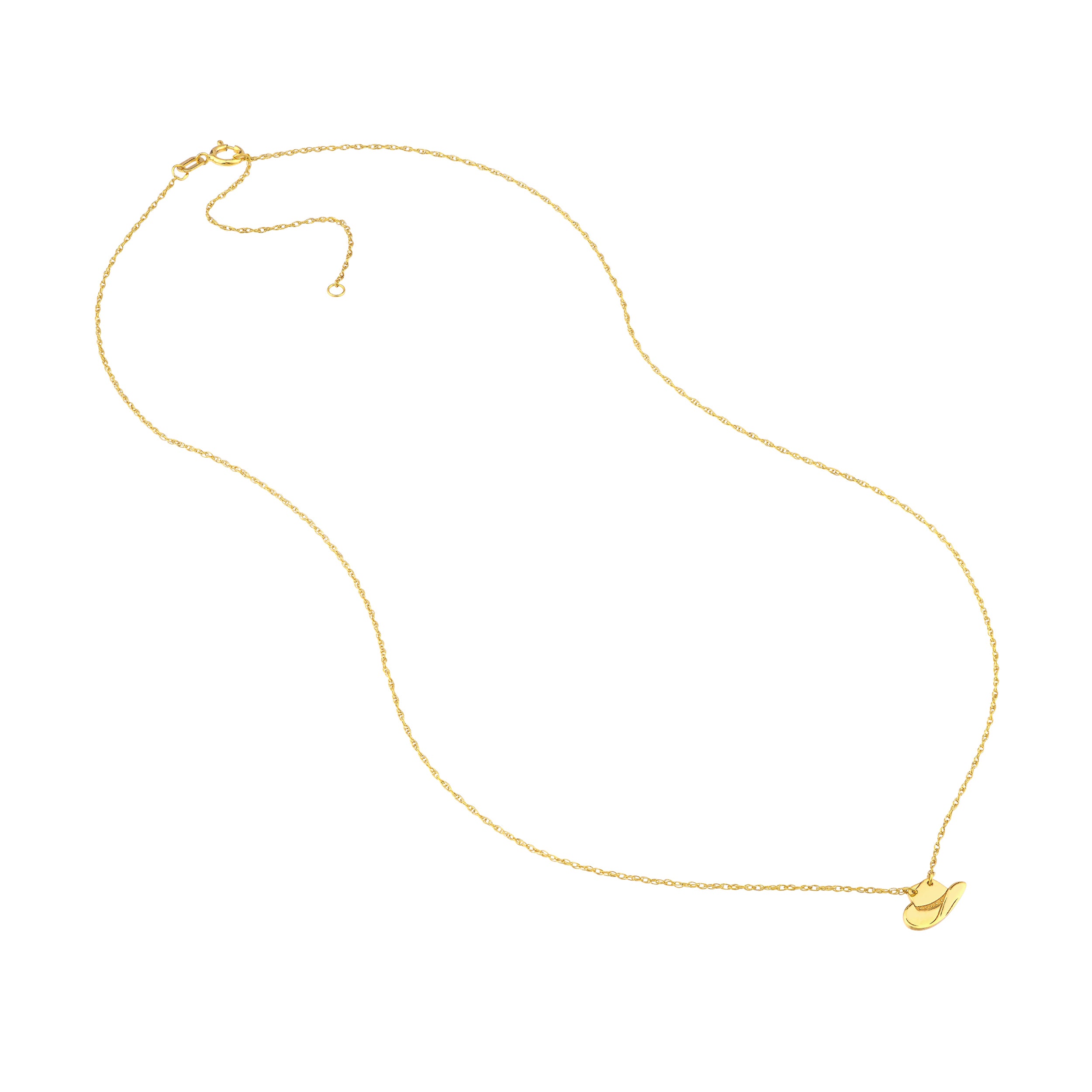 14K gold cowboy hat necklace, additional view