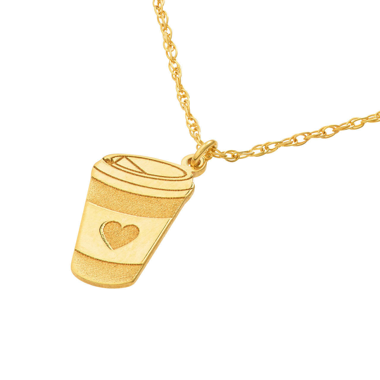 14K gold coffee cup charm necklace, alternate view