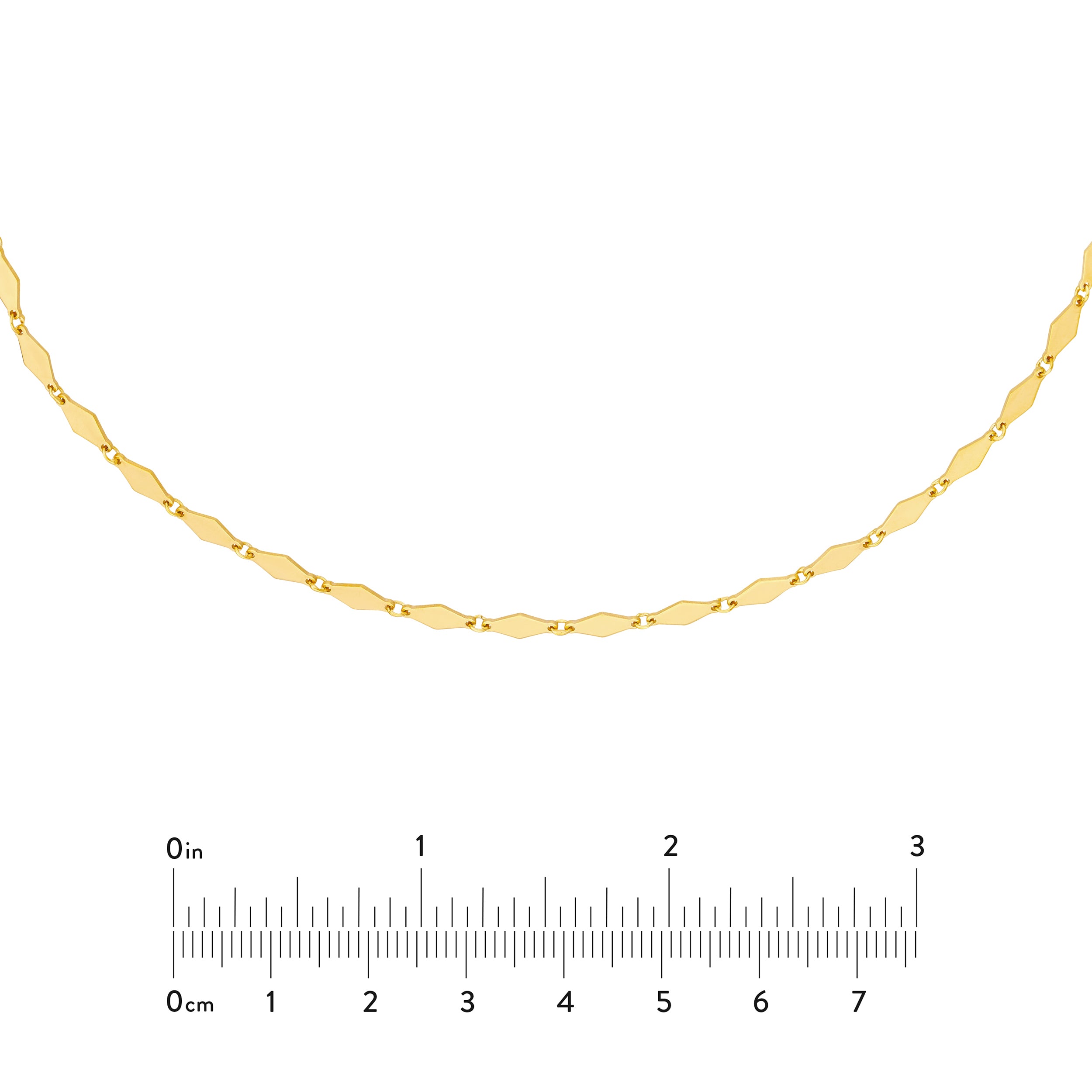 14K gold mirror lozenge choker, close-up of the links