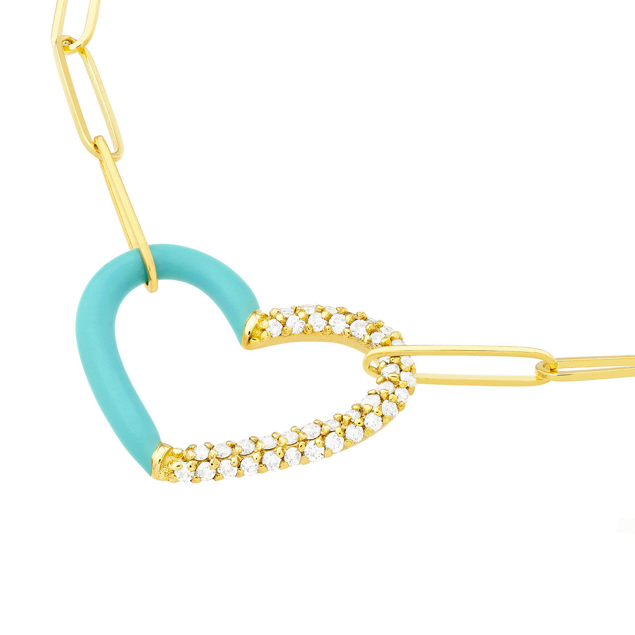 Turquoise Enamel Diamond Heart Necklace 2