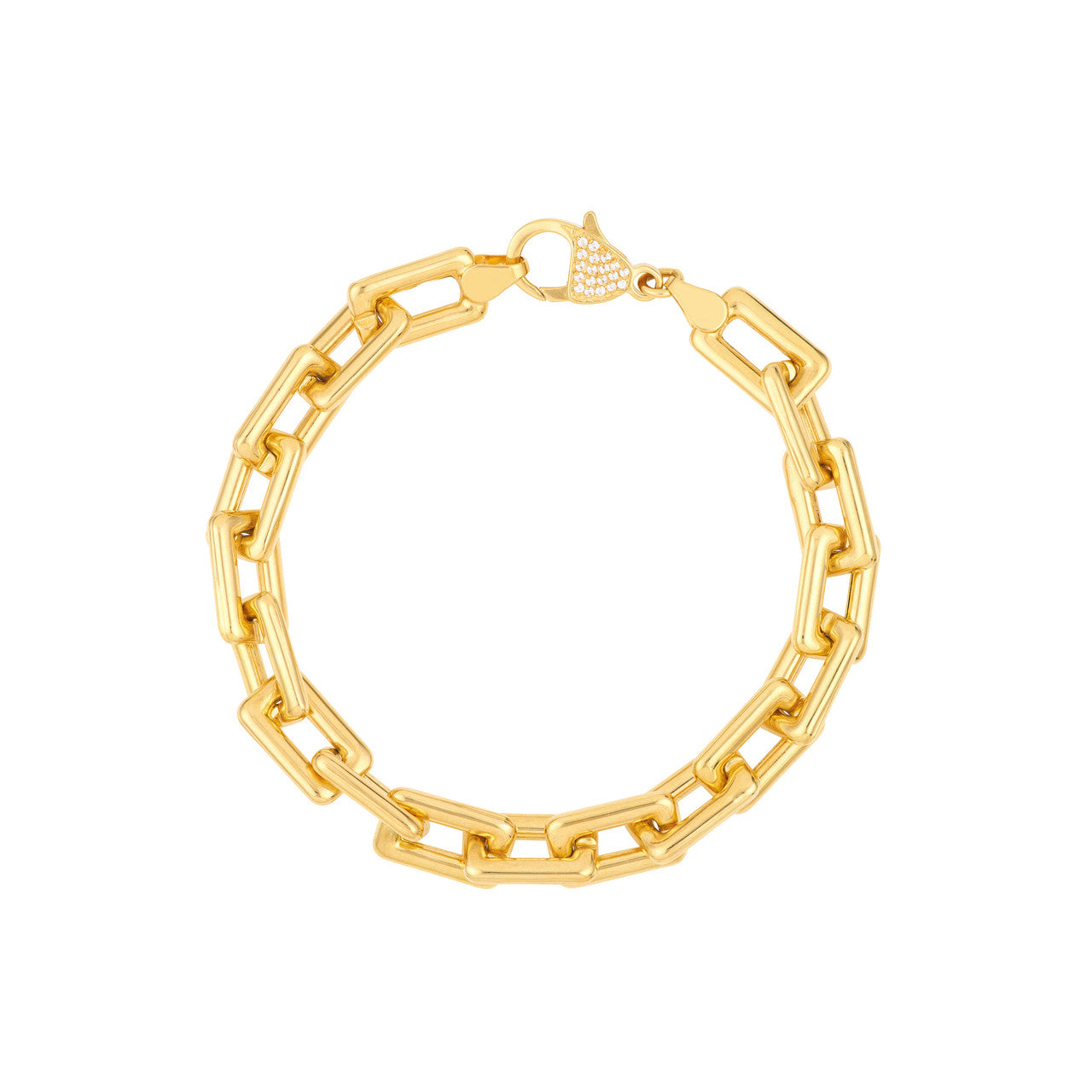 14K gold chunky link bracelet with diamond lock clasp
