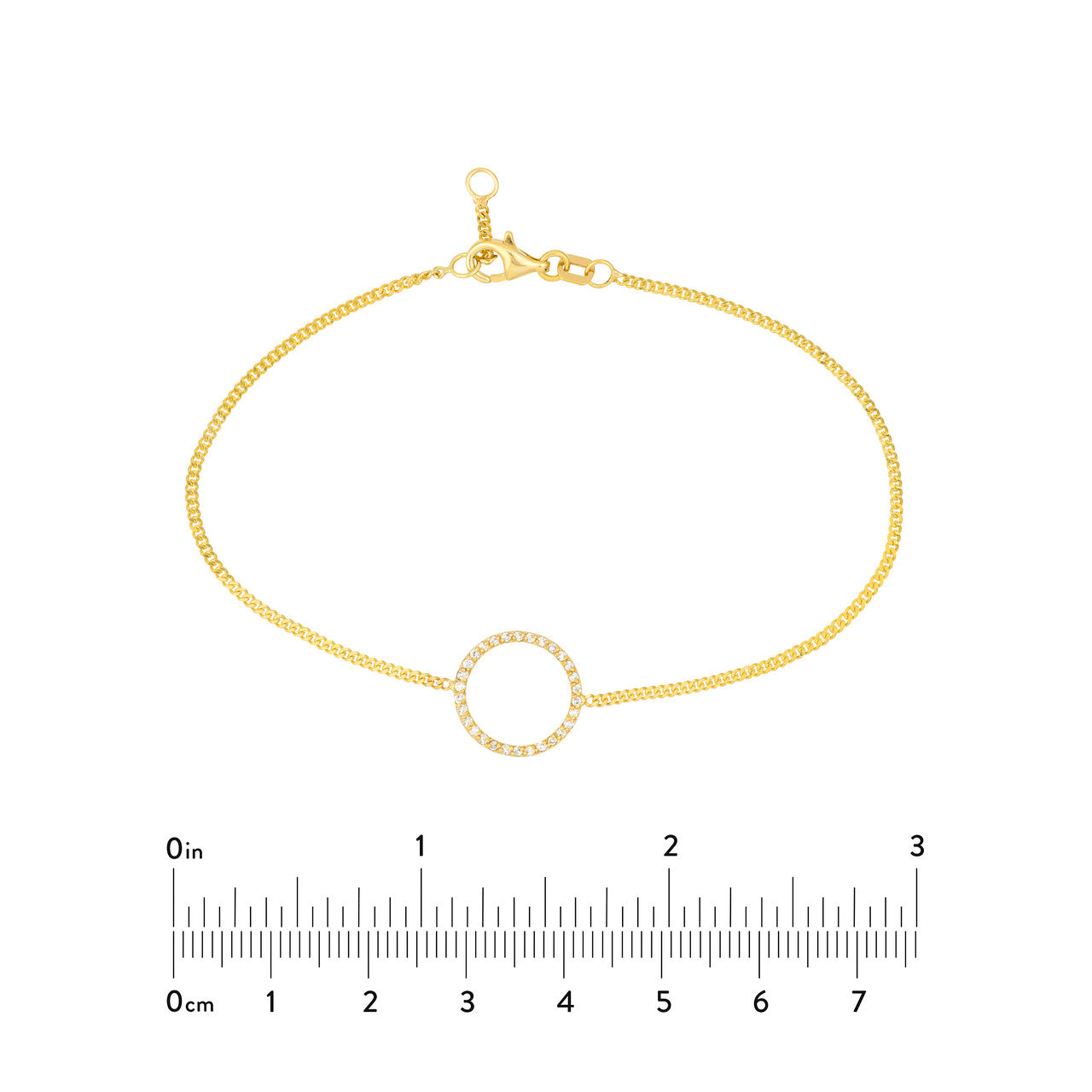 14K yellow gold circle harmony bracelet with diamond circle accent