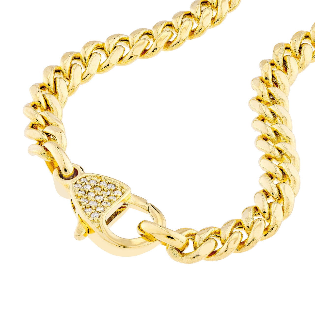 Pave Diamond Pear Lock Curb Chain Bracelet - VIA Jewelers