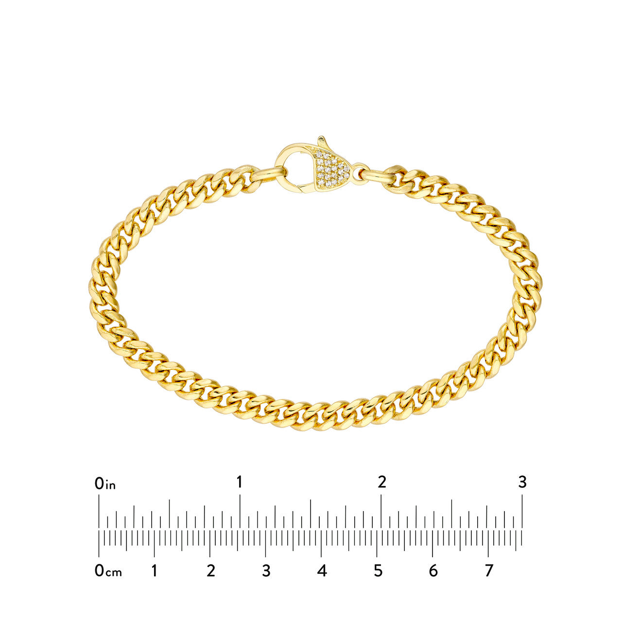 Pave Diamond Pear Lock Curb Chain Bracelet - VIA Jewelers