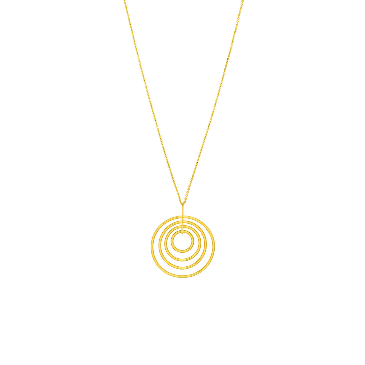 14K gold concentric circle pendant necklace, modern design