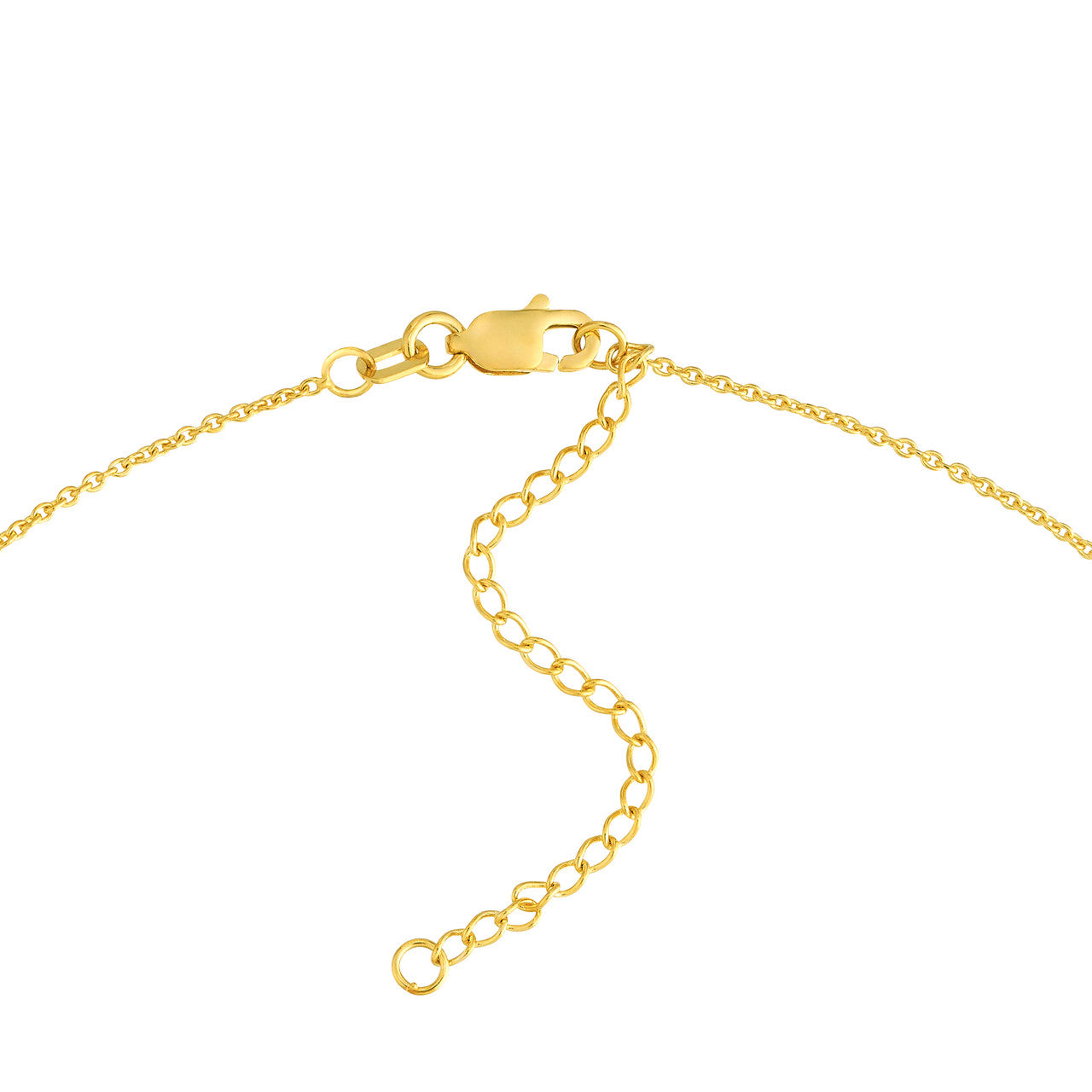 14K gold double oval link pendant necklace, interconnected links, close-up