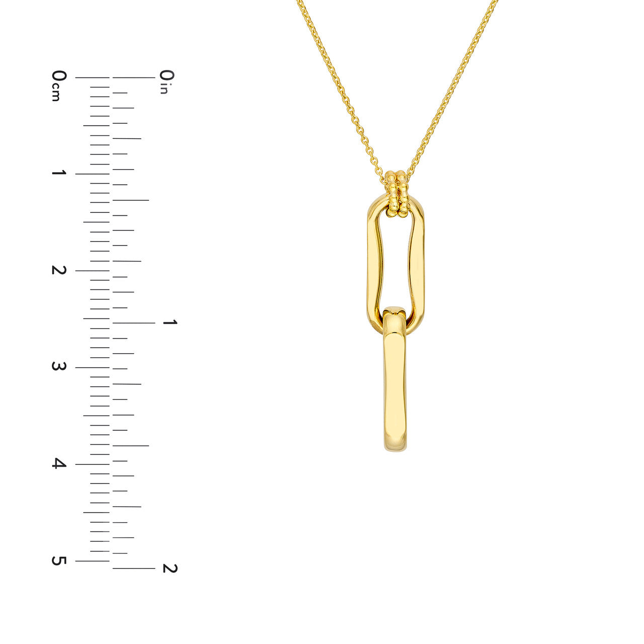 14K gold double oval link pendant necklace, sleek design, additional view