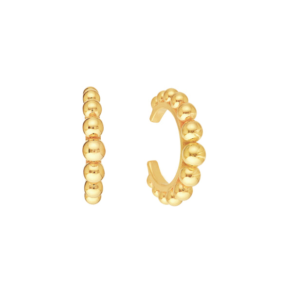 14K yellow gold ear cuff with graduated gold beads