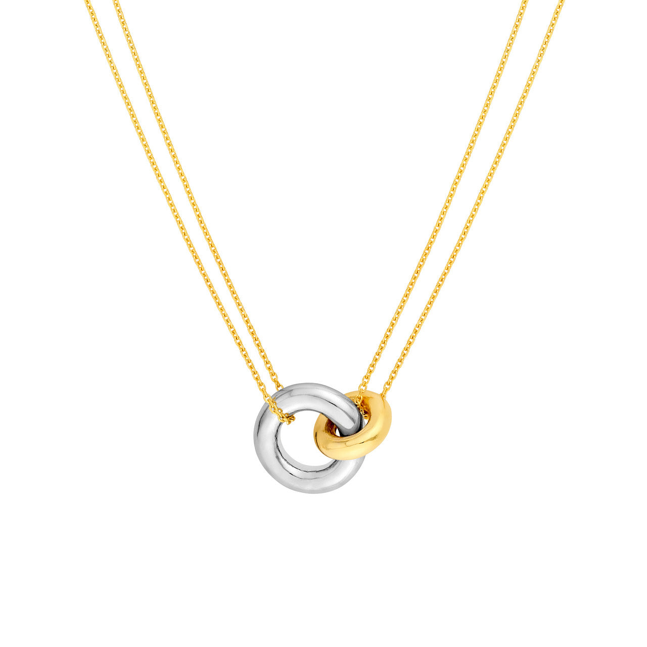 Simple two-tone necklace by My Store with intertwined design and elegant finish, displayed on a soft background.