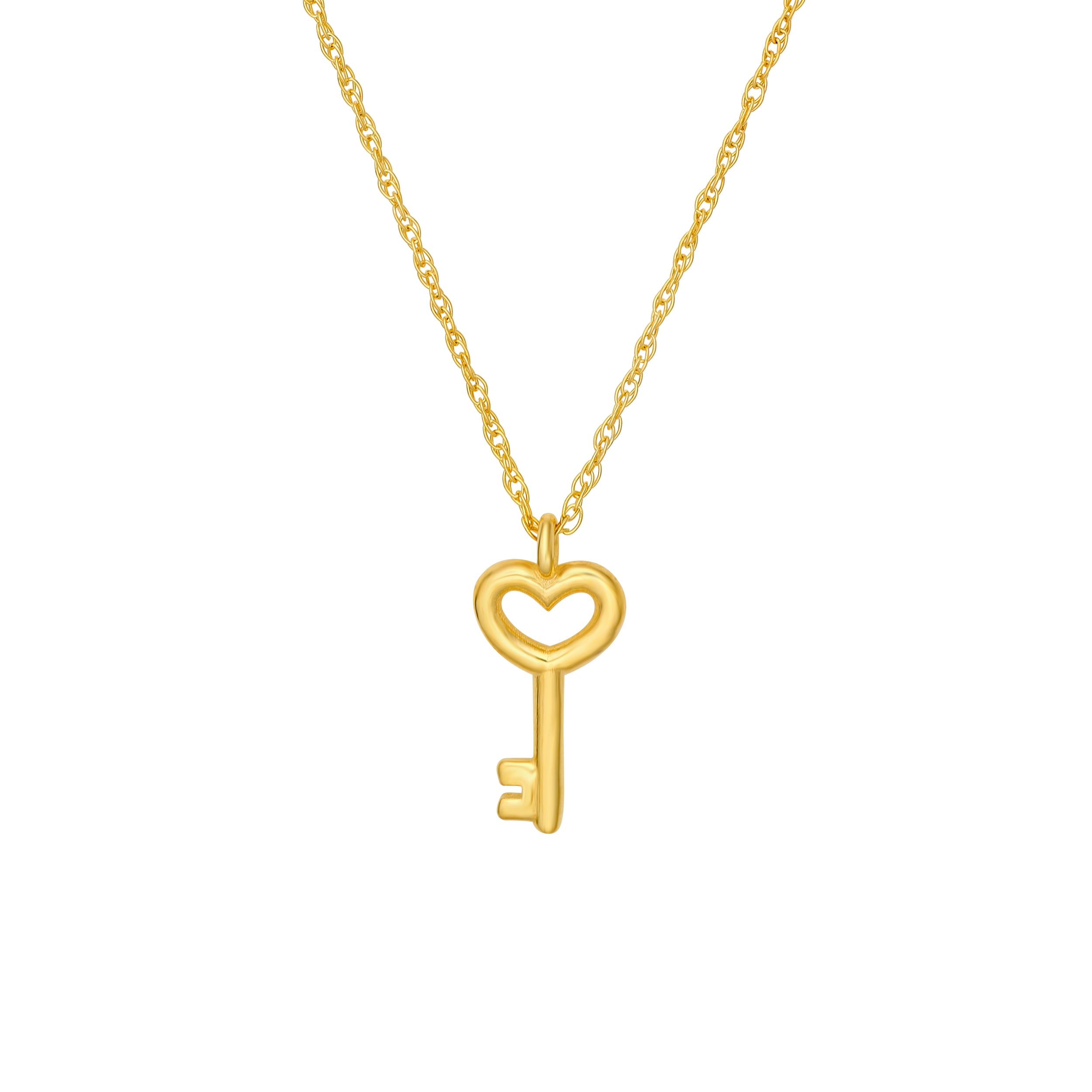 14K gold heart key pendant necklace