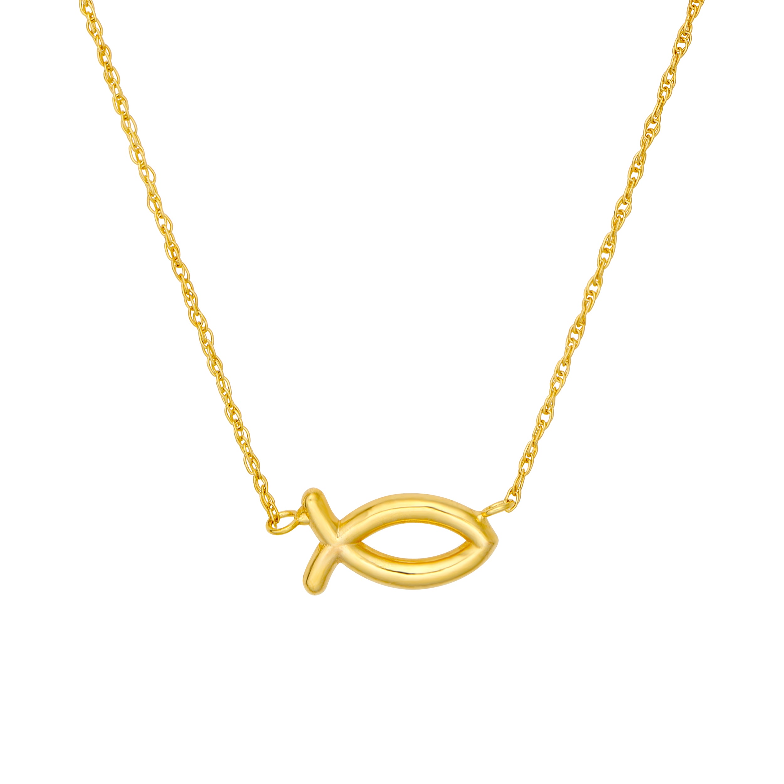 14K gold Ichthys fish necklace