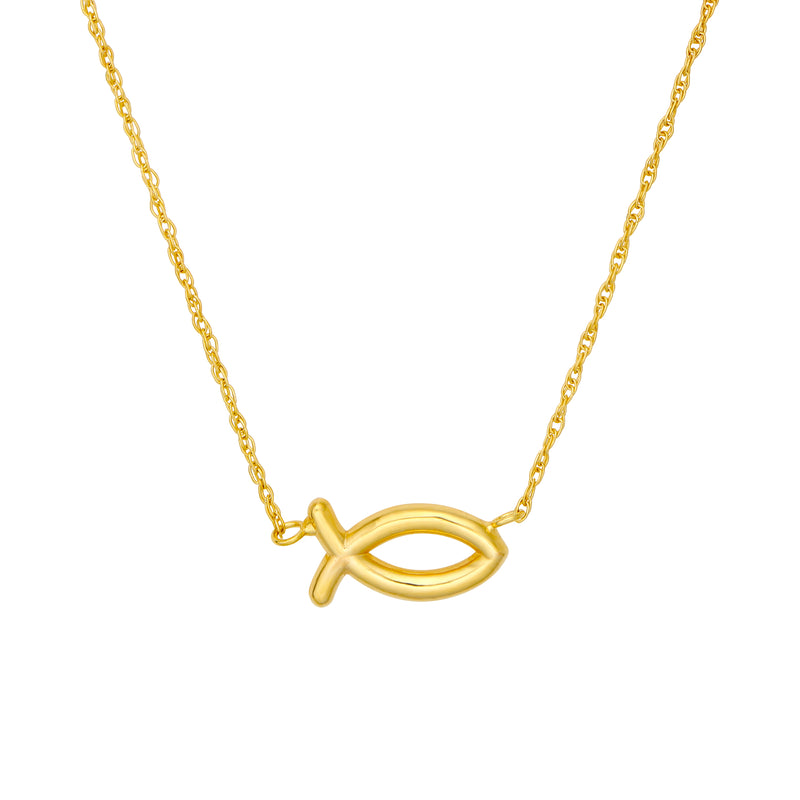 14K gold Ichthys fish necklace