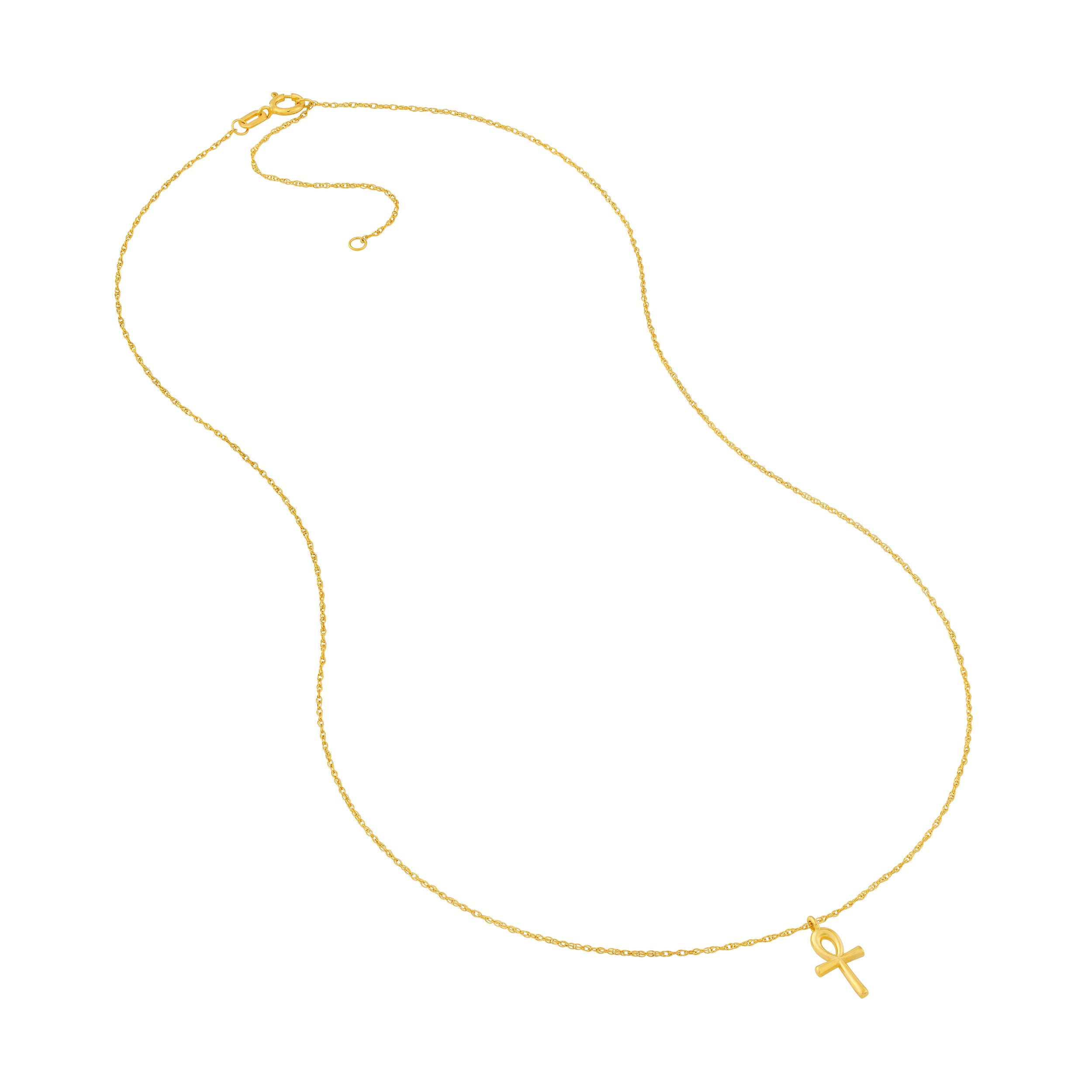 14K gold ankh cross pendant necklace, additional view