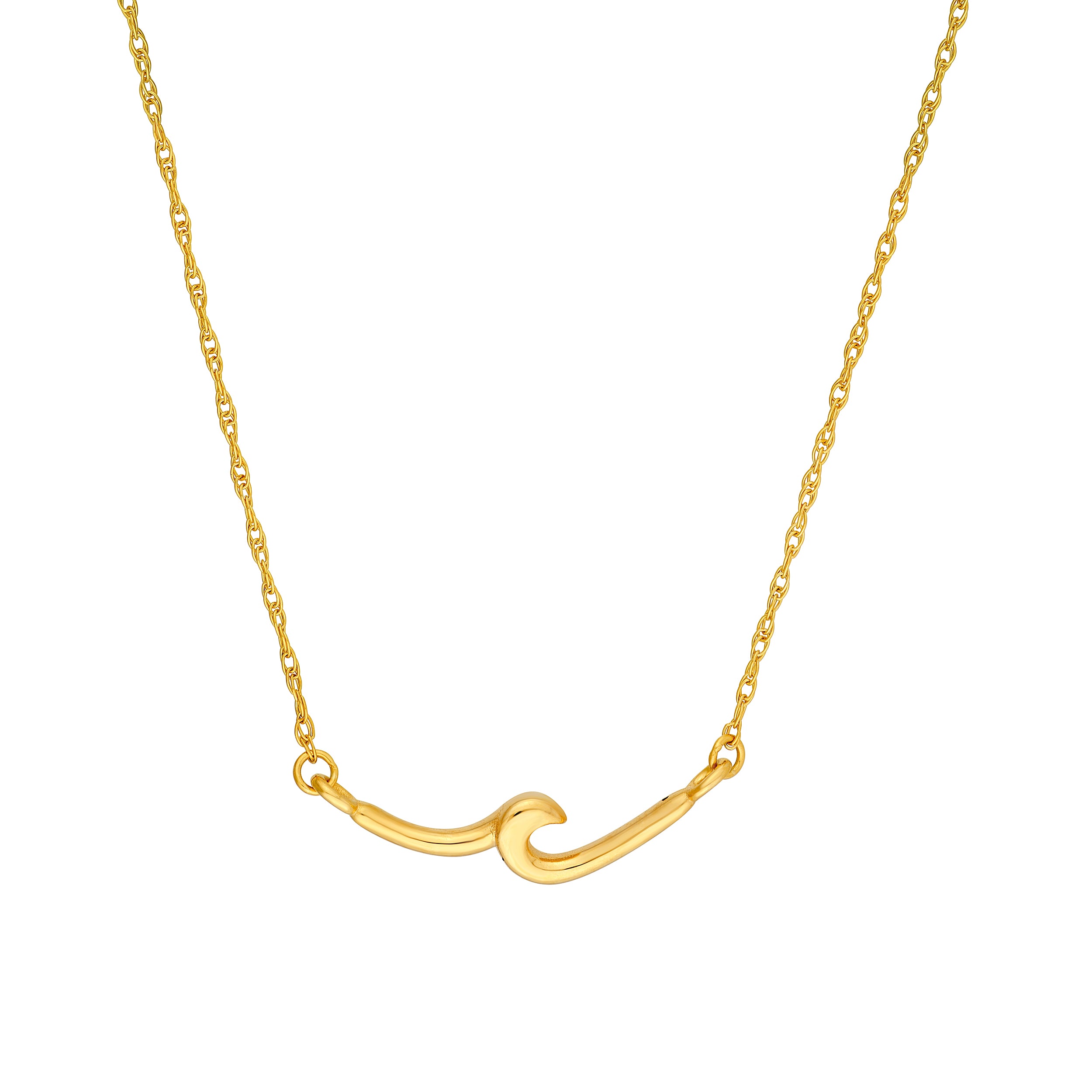 14K gold ocean wave necklace