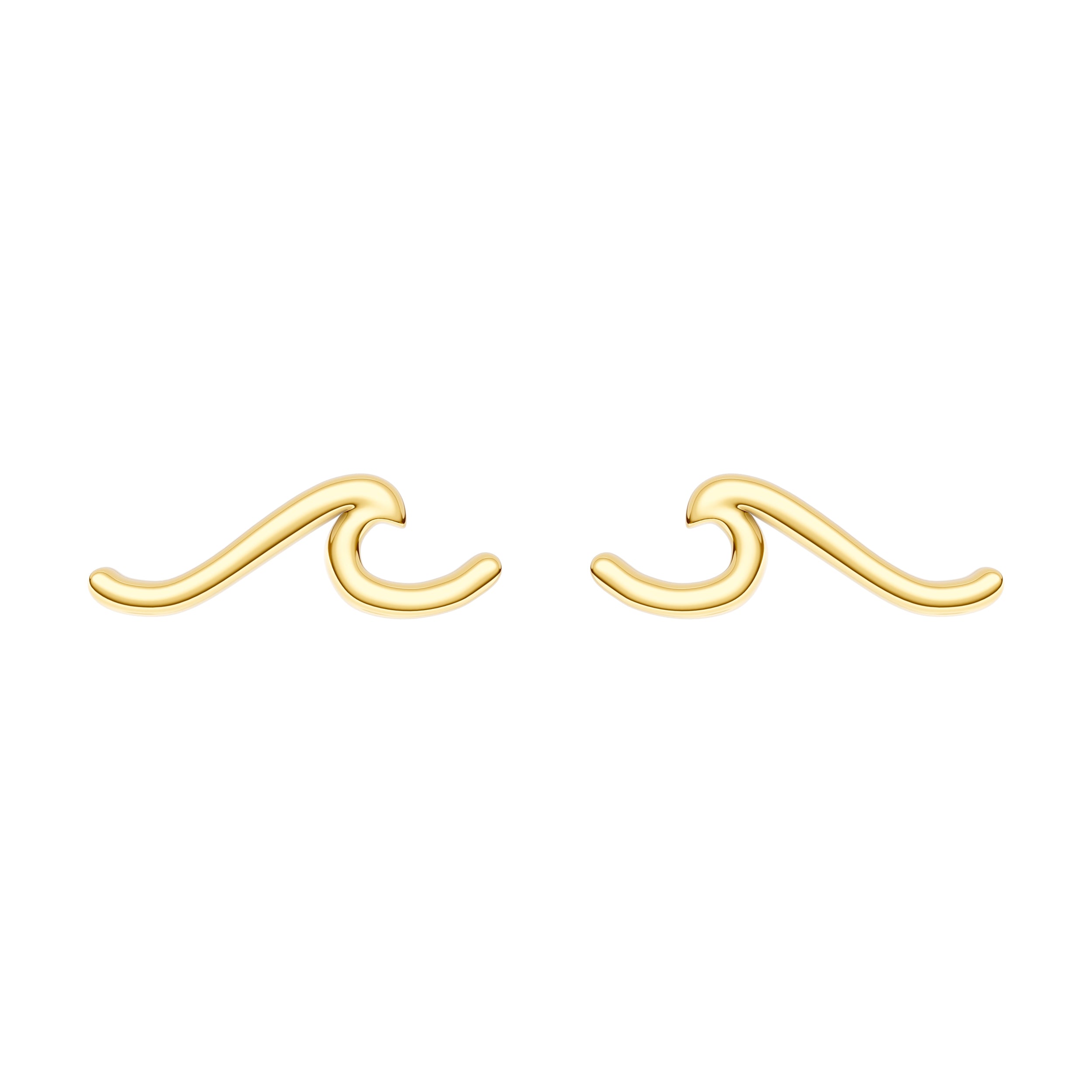14K gold wave stud earrings