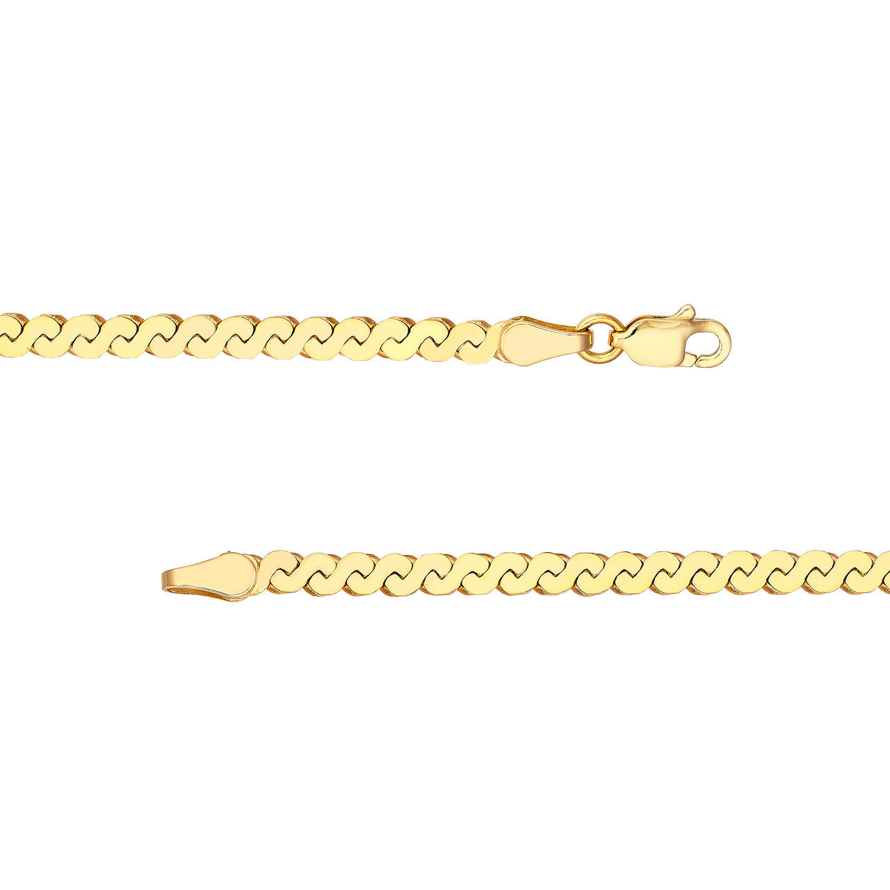 Serpentine Chain Gold Necklace