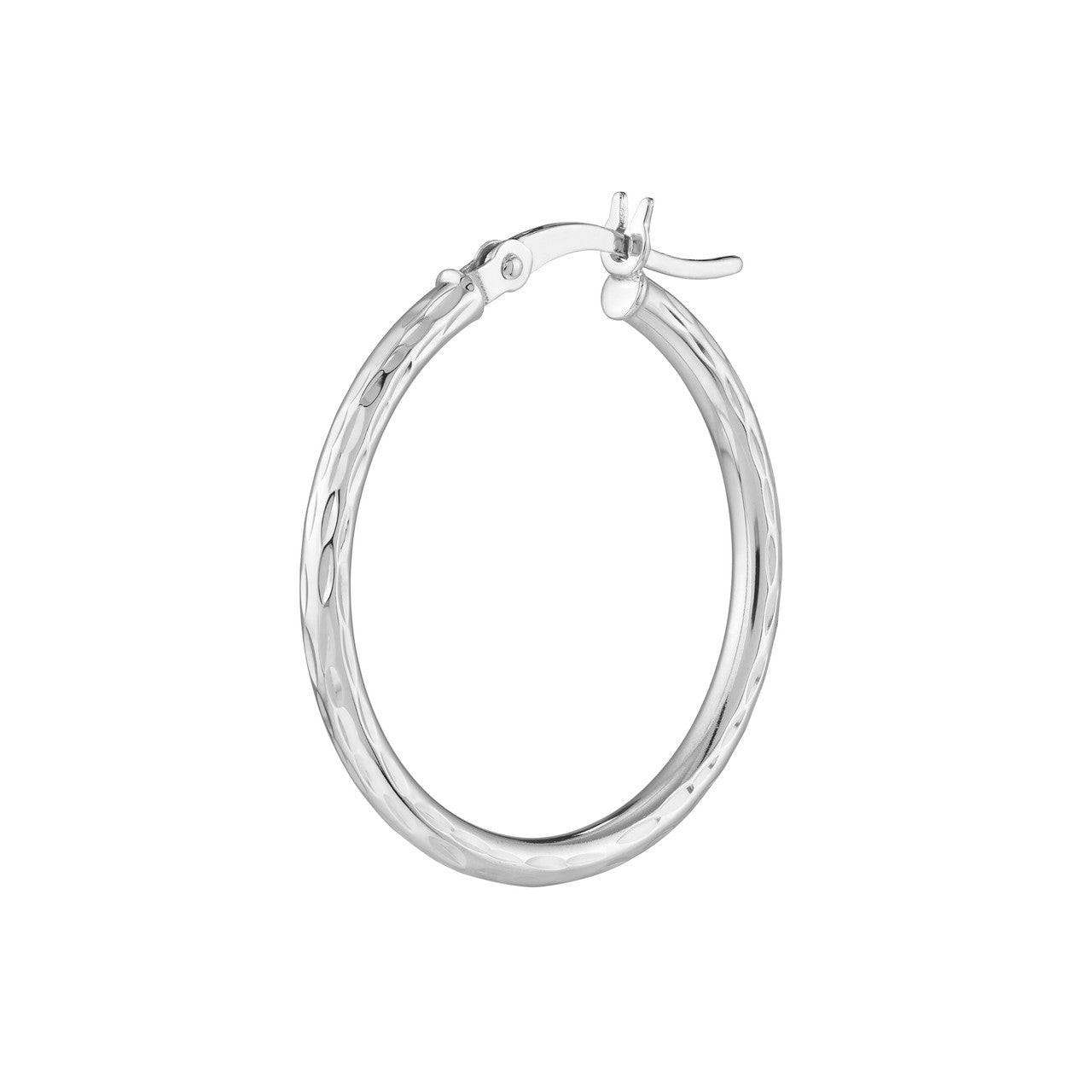 2mm x 25mm Diamond-Cut Hoop Earrings