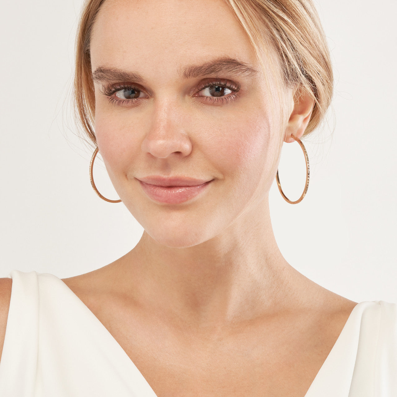 2 x 50mm Square Textured Hoop Earrings