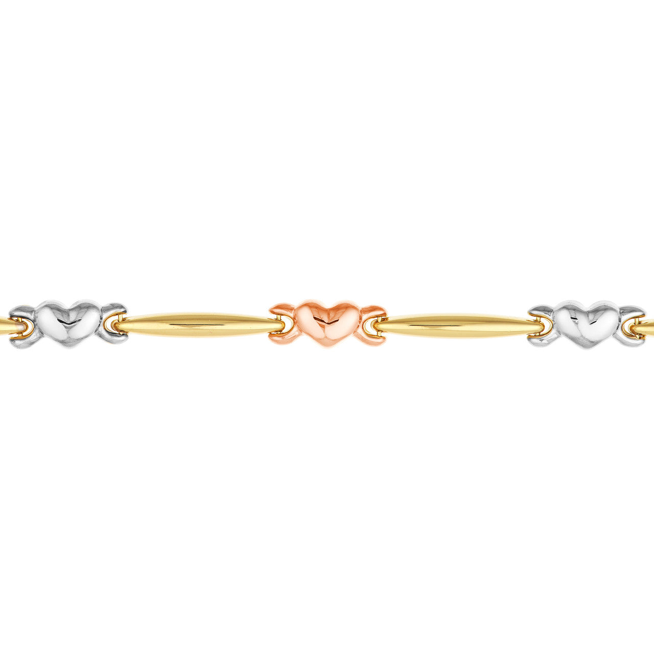 Tri-Color Heart and Bar Stampato Bracelet