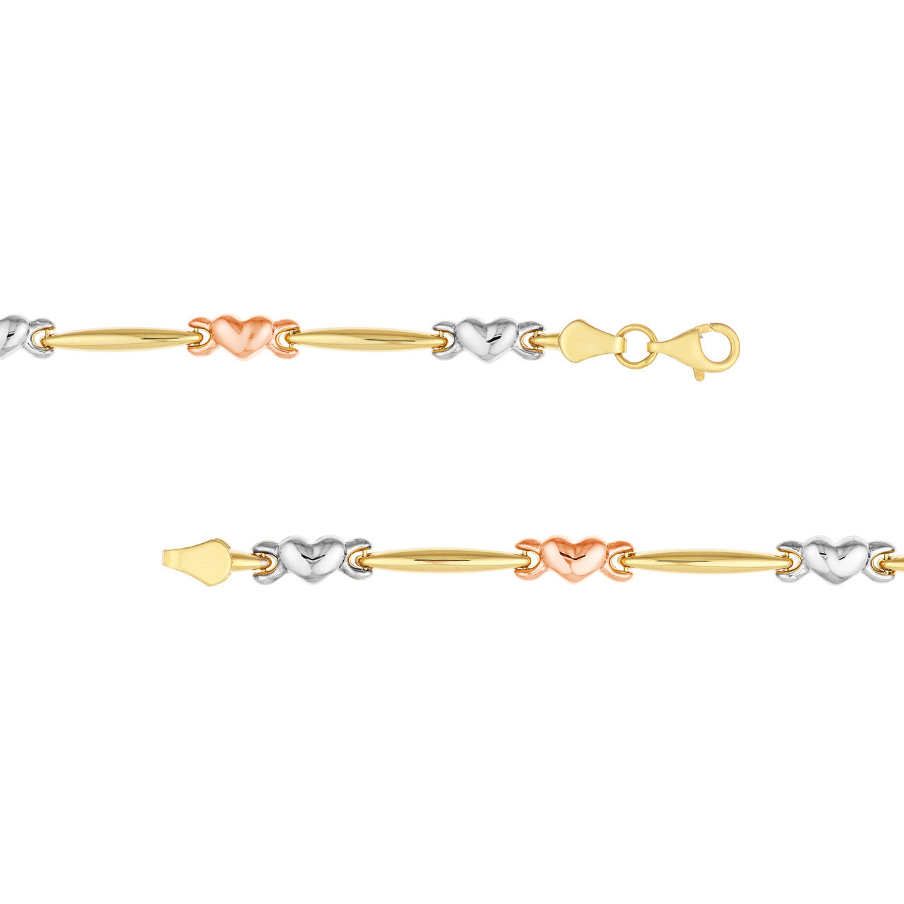 Tri-Color Heart and Bar Stampato Bracelet