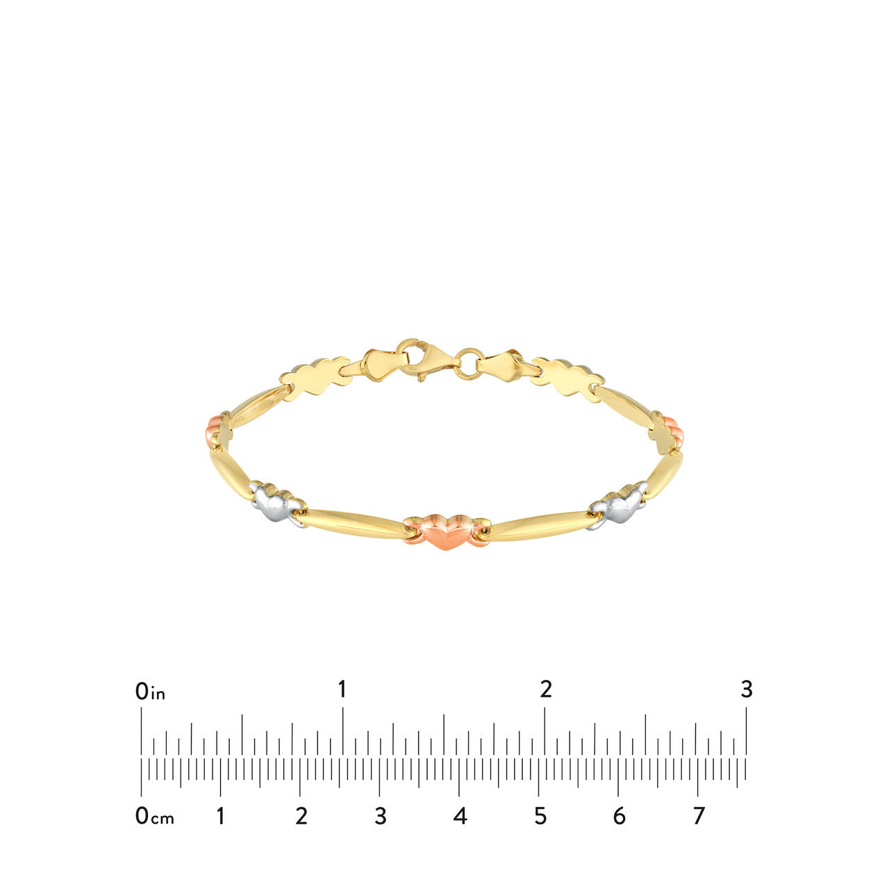 Tri-Color Heart and Bar Stampato Bracelet