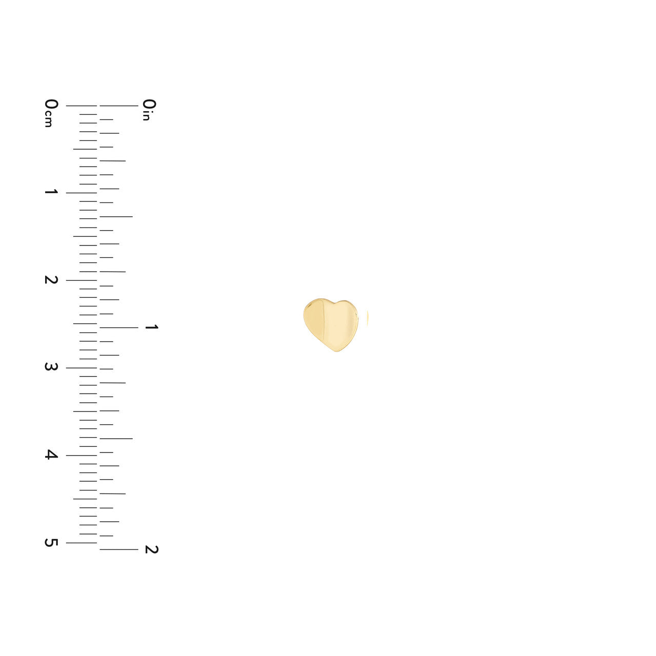 14K gold concave heart stud earrings, close-up of the screw back