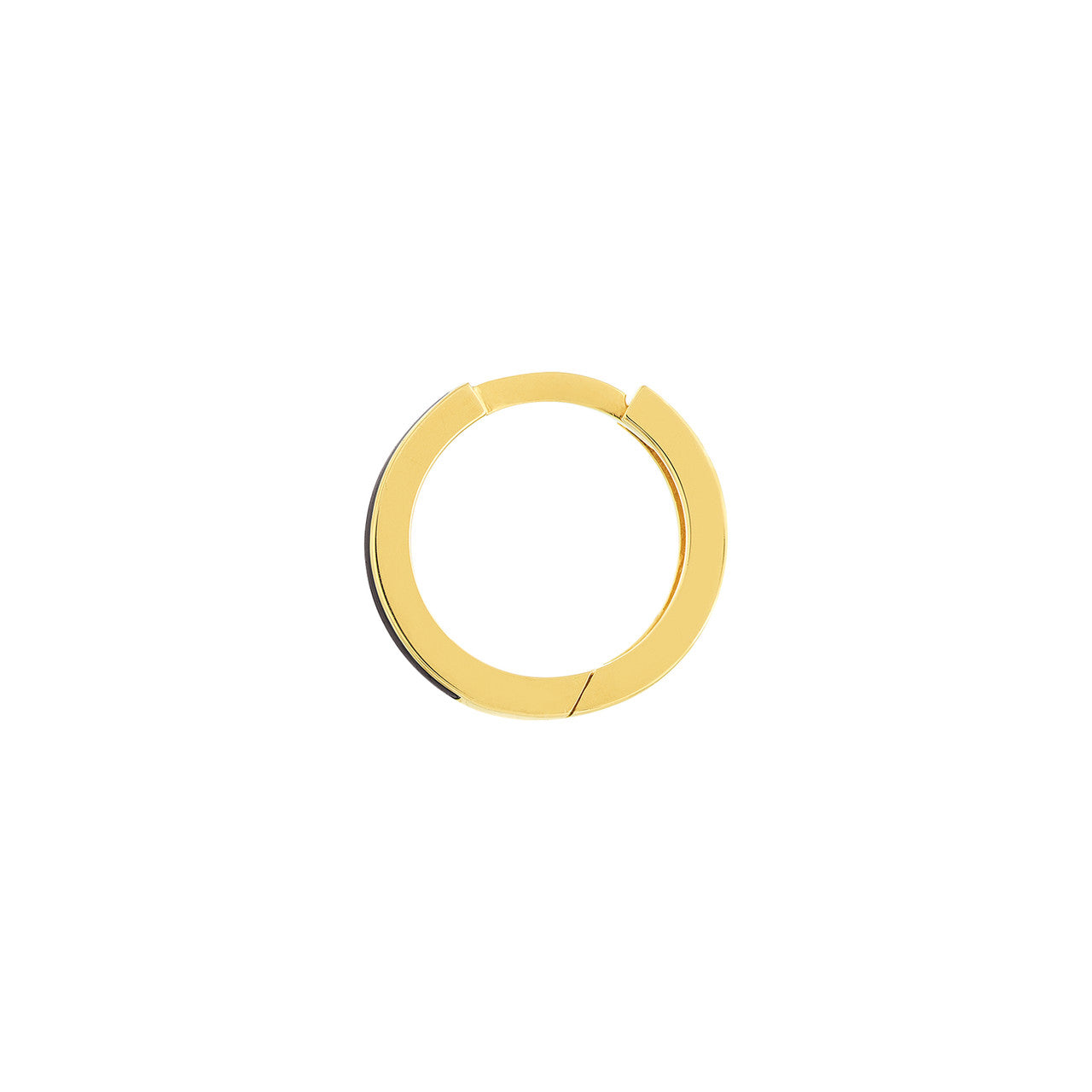 14K gold black enamel mini hoop earrings, sleek 12mm silhouette