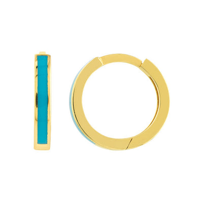 Turquoise Enamel Mini Hoop Earrings