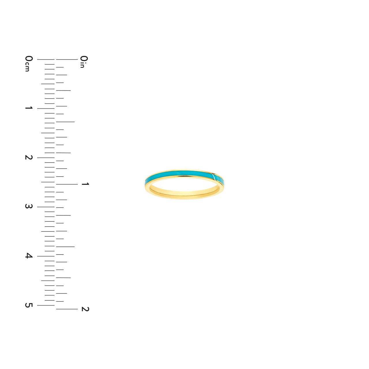 Turquoise Enamel Band Ring - 8, Yellow