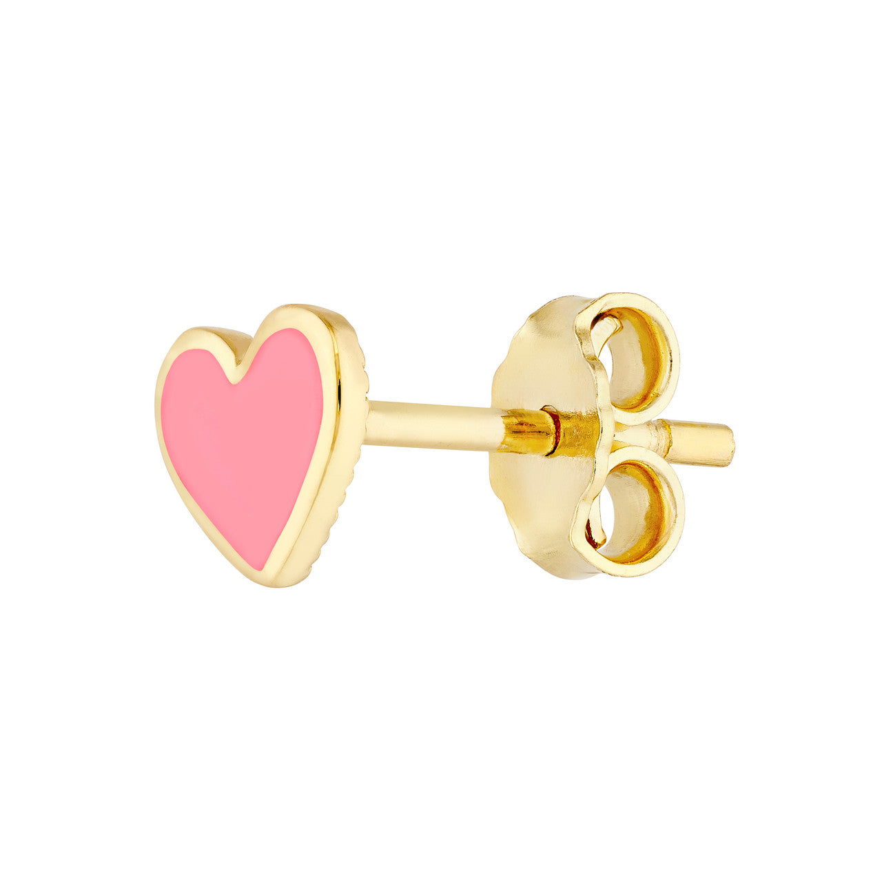 Pink Enamel Heart Baby Stud Earrings 4